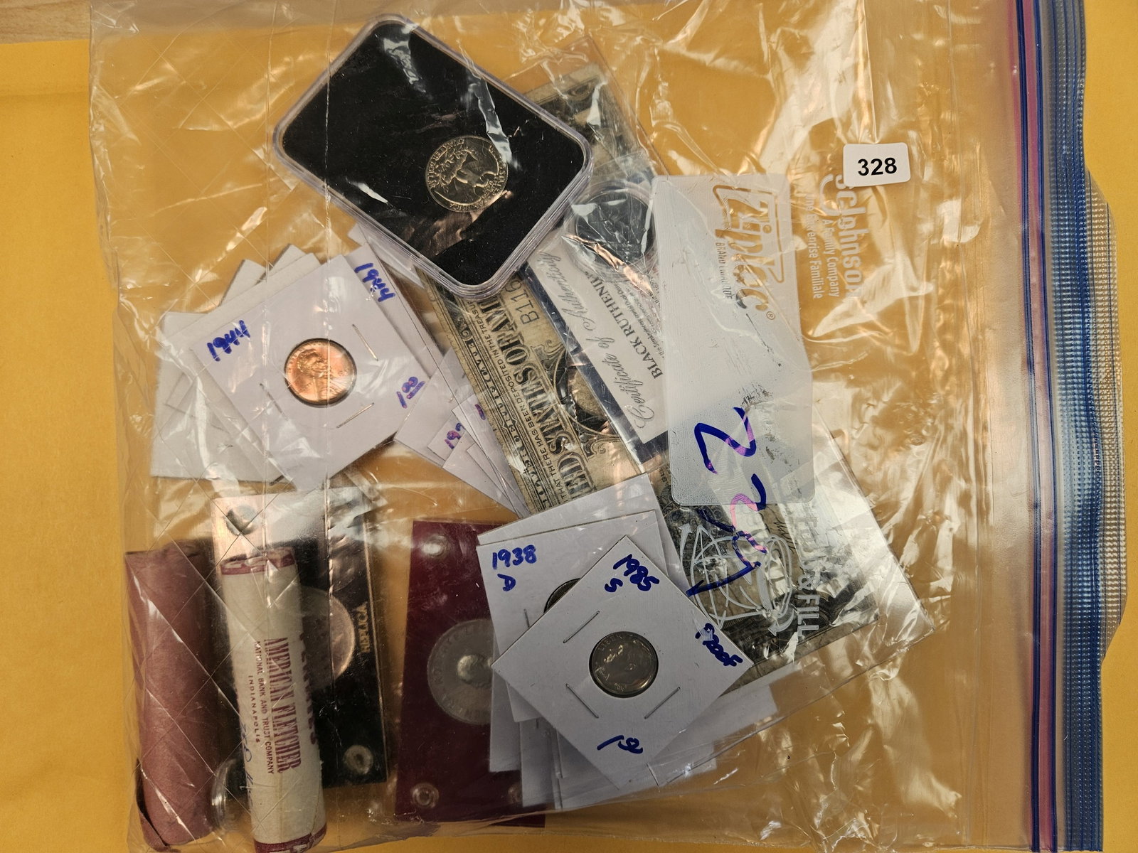 BIG Hodge-podge Lot: hodgepodge coin lot includes replica civil war coins, 1923 $1 horse blanket note silver certificate, original bank wrapped bu penny rolls, 2026 mayflower compacy quarter sesquicentennial issue that ha