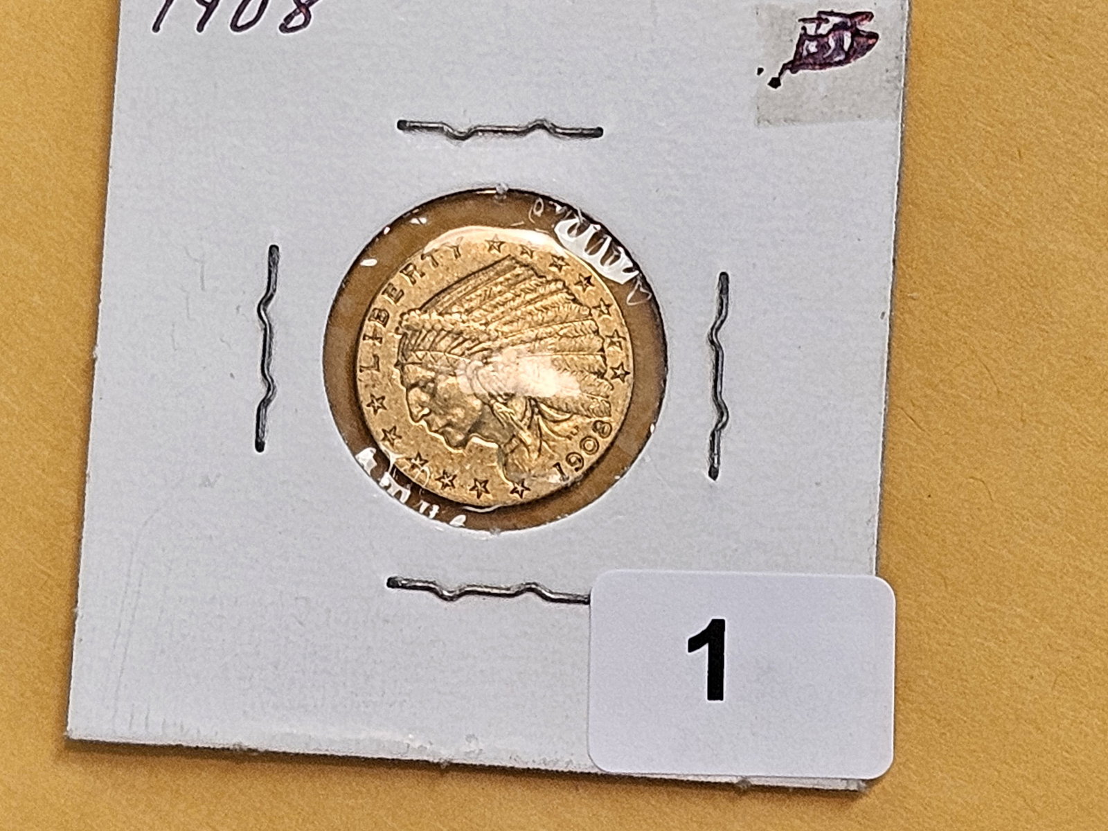 GOLD! 1908 Indian Head Gold $2.5 Dollar Quarter Eagle - 2
