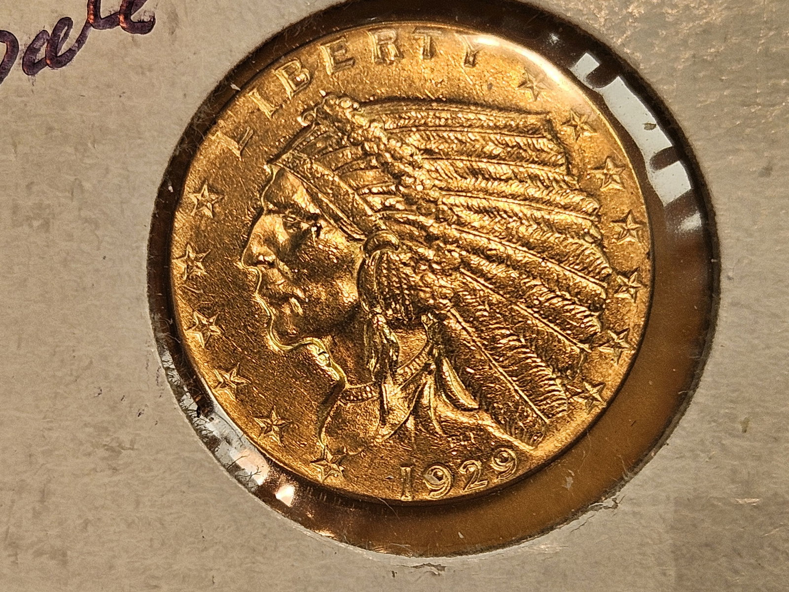 GOLD! Brilliant About Uncirculated plus - details 1929 Indian Head Gold $2.5 Dollars: Quarter Eagle