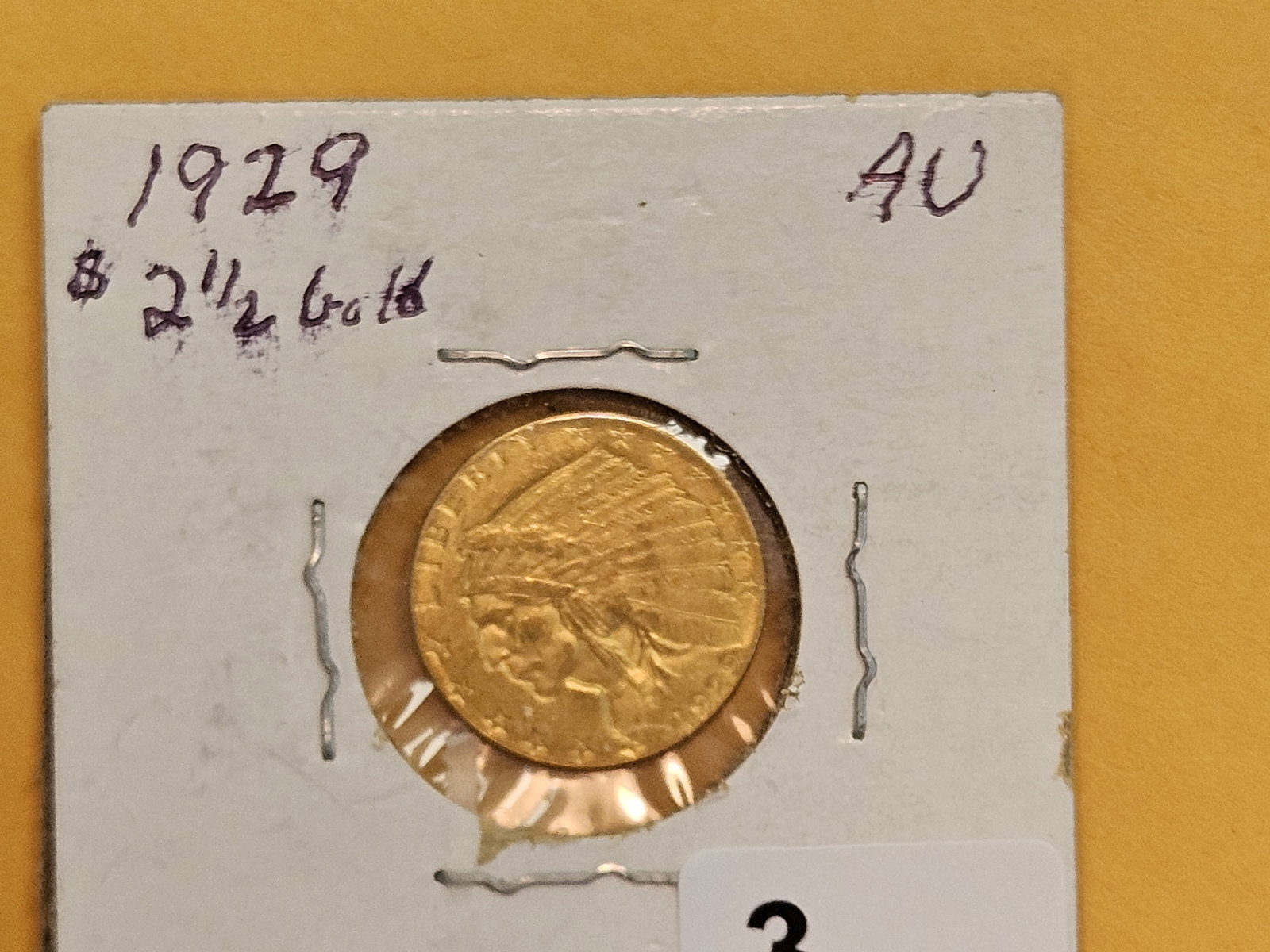 GOLD! Brilliant About Uncirculated 1929 Indian Head Gold $2.5 Dollars - 2