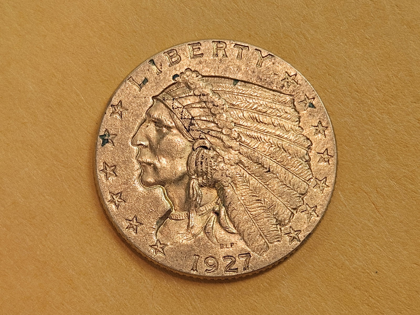 GOLD! Brilliant About Uncirculated Plus 1927 Indian Head Gold $2.5 Dollars: Quarter Eagle