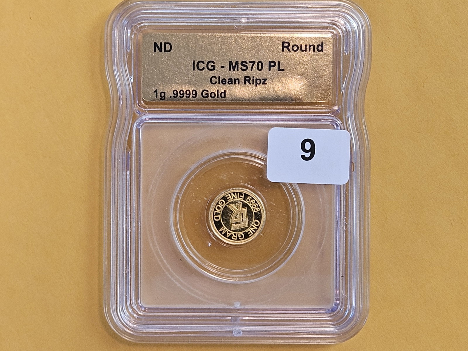 GOLD! PERFECT! ICG Clean Ripz .9999 fine gold round in Mint State 70 Prooflike - 2