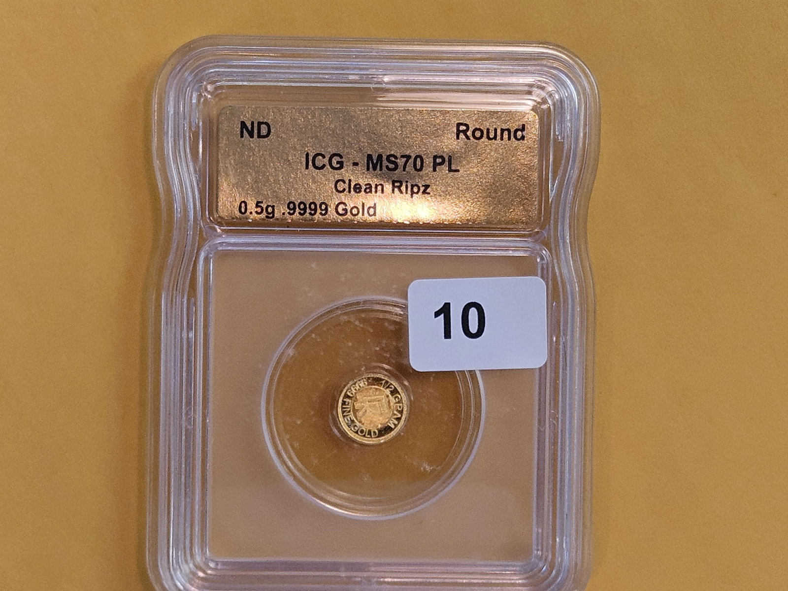 GOLD! PERFECT! ICG Clean Ripz .9999 fine gold round in Mint State 70 Prooflike - 2