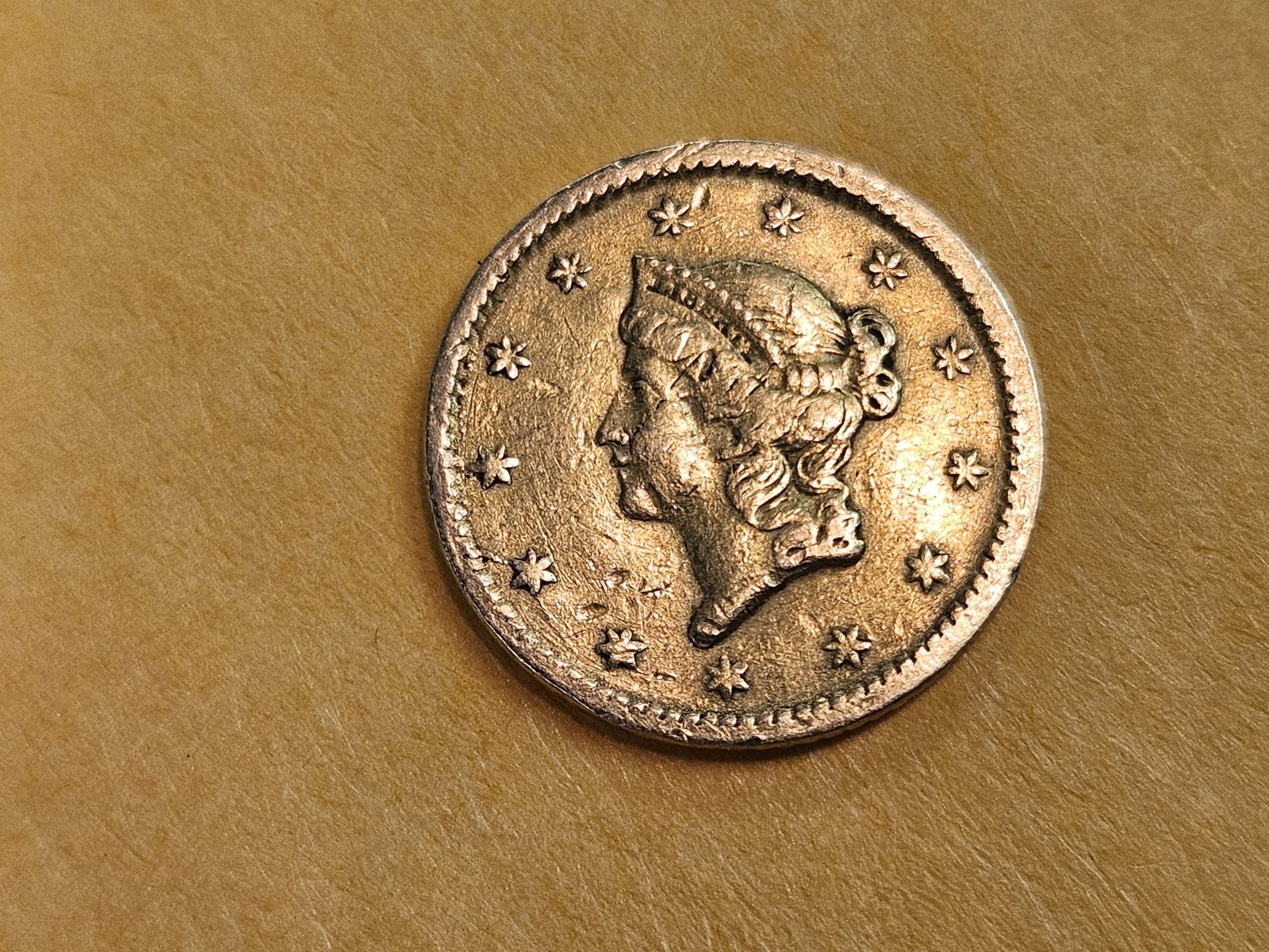 GOLD! 1851 Gold Dollar: In Extra Fine - details