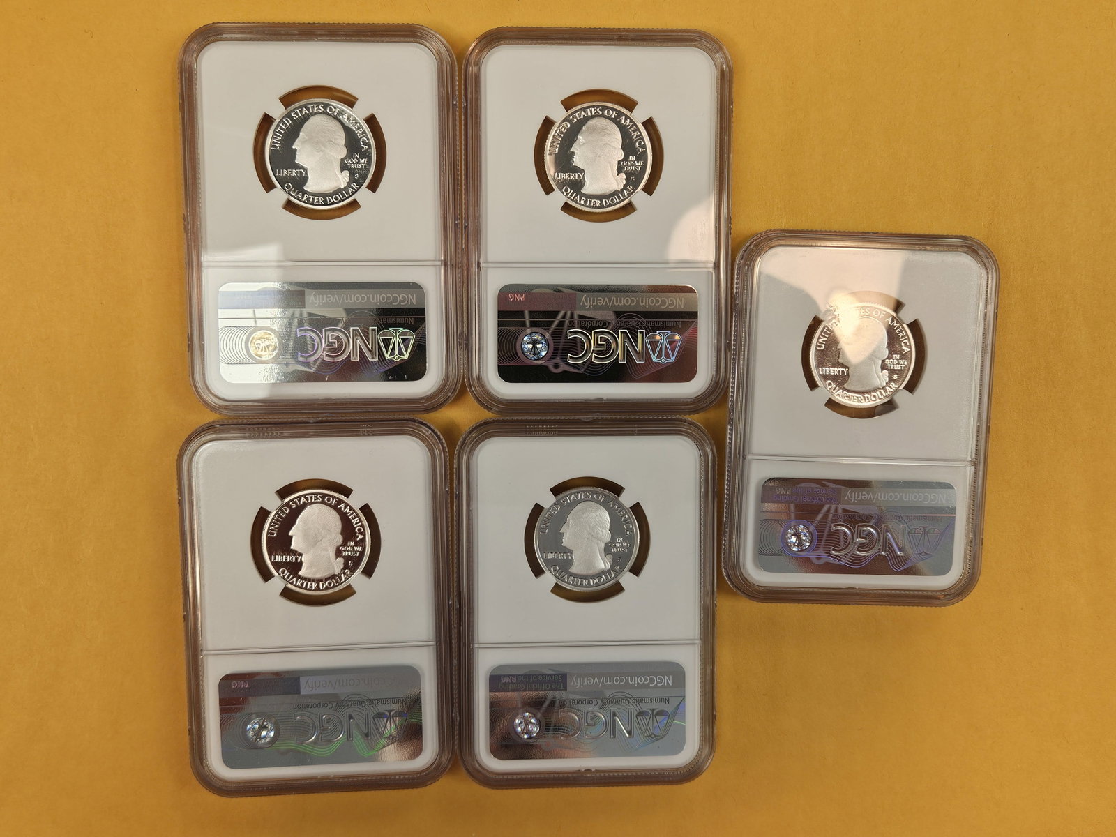 Five NGC-graded 2019-S SILVER Washington Quarters - 3