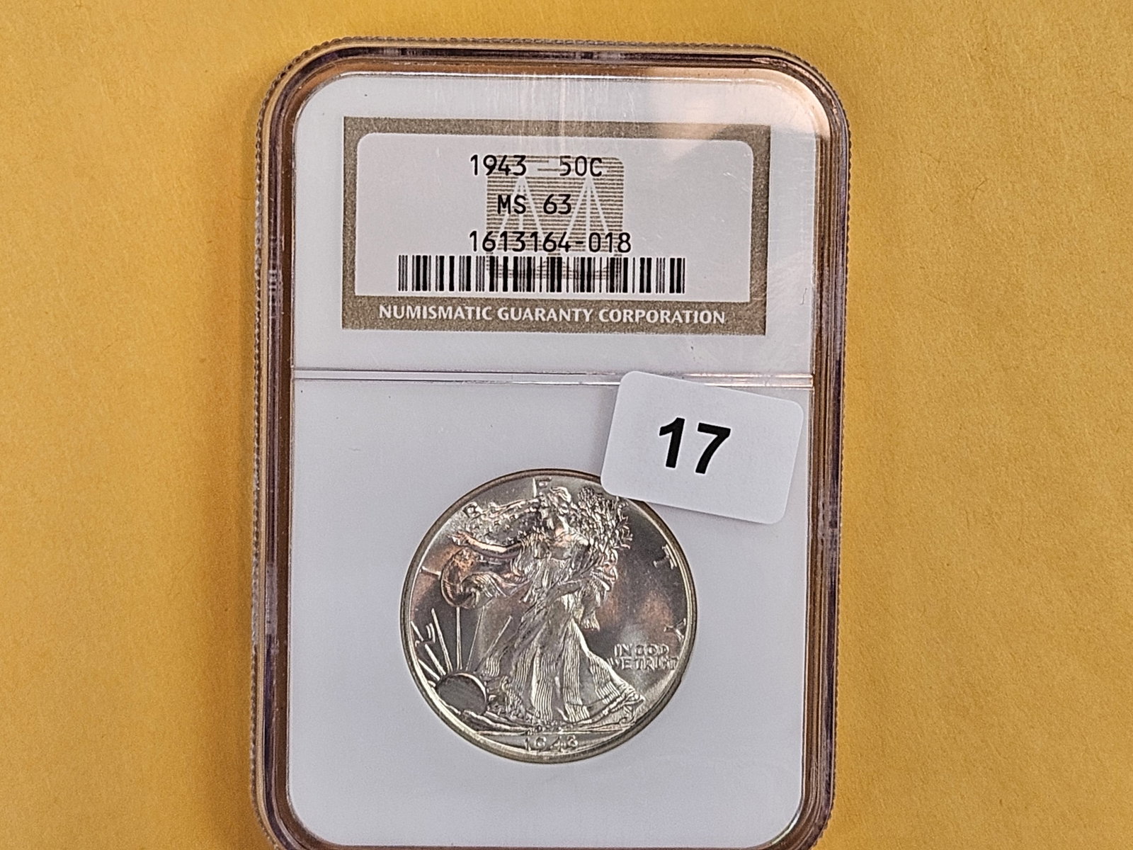 NGC 1943 Walking Liberty silver half dollar in Mint State 63 - 2