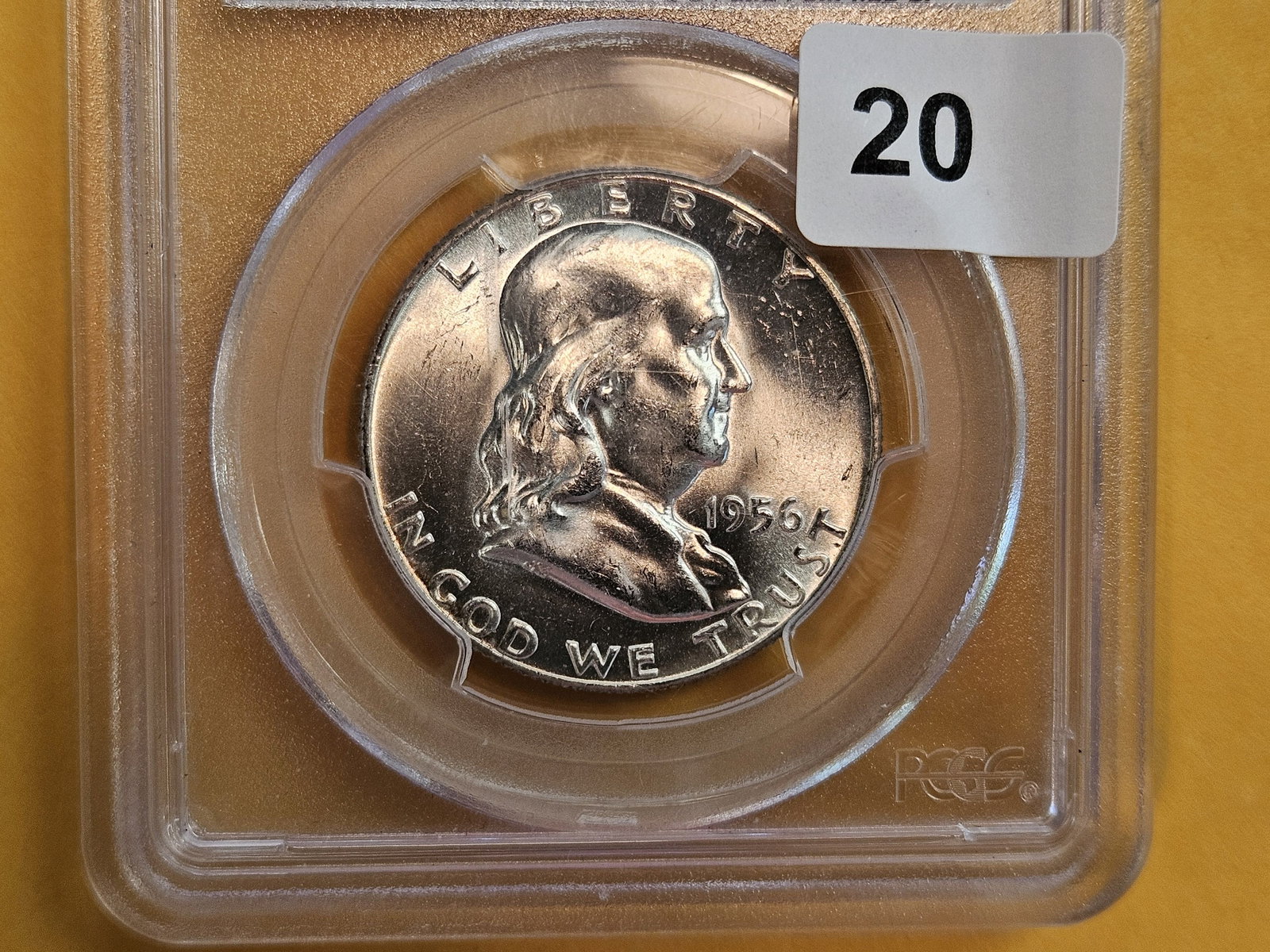 PCGS 1956 Franklin silver Half Dollar in Mint State 64: Good contrast