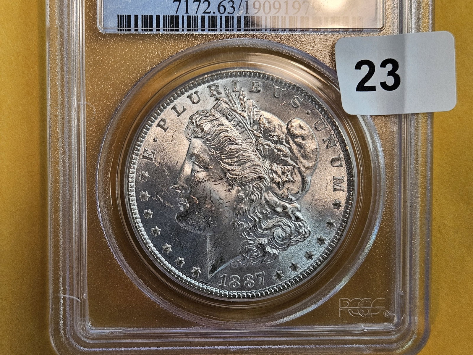 PCGS 1887 Morgan Dollar in Mint State 63: Solid