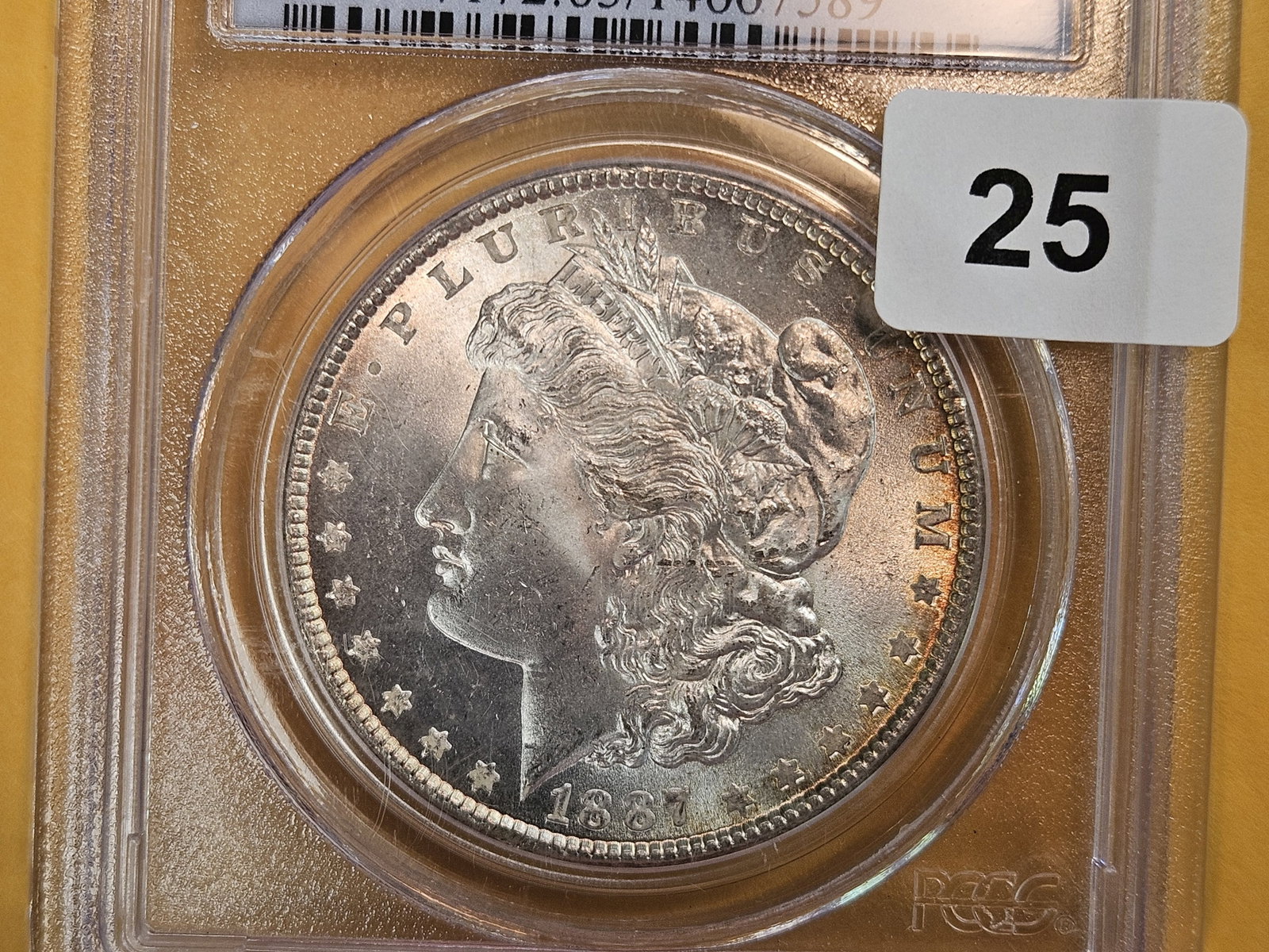 PCGS 1887 Morgan Dollar in Mint State 63: Nicely toned