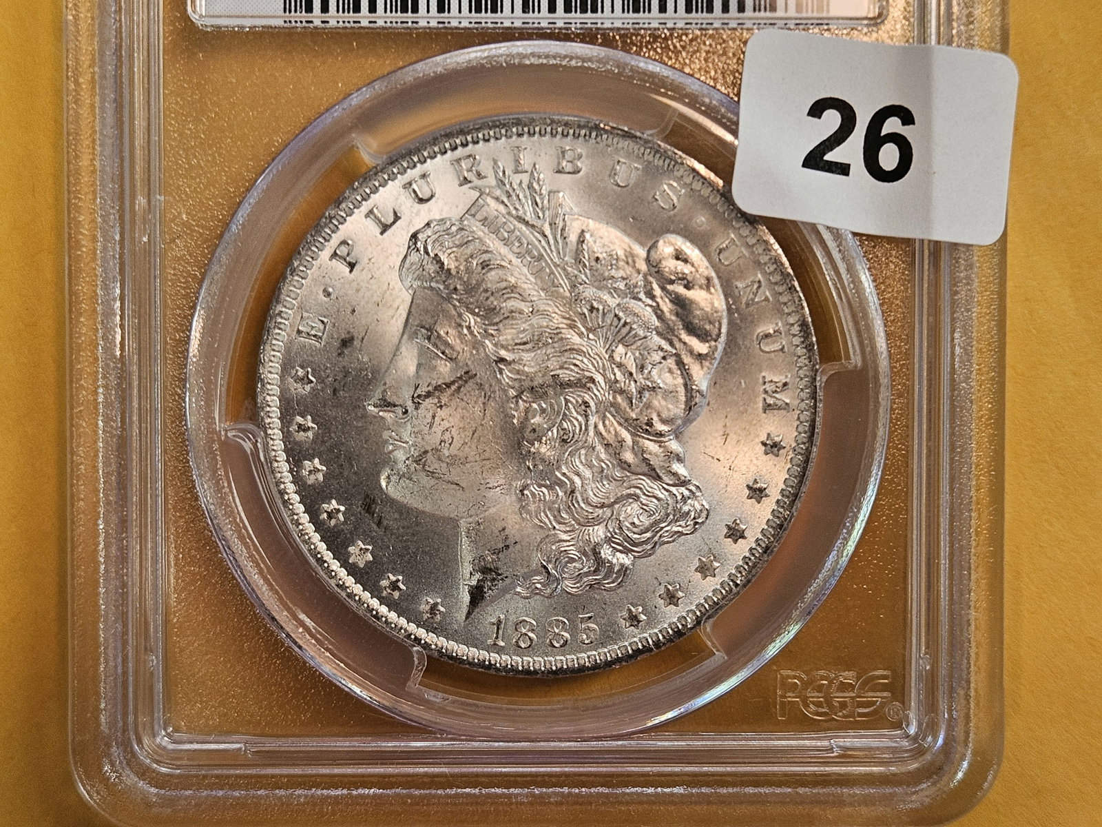 PCGS 1885-O Morgan Dollar in Mint State 63: Purty coin from New Orleans