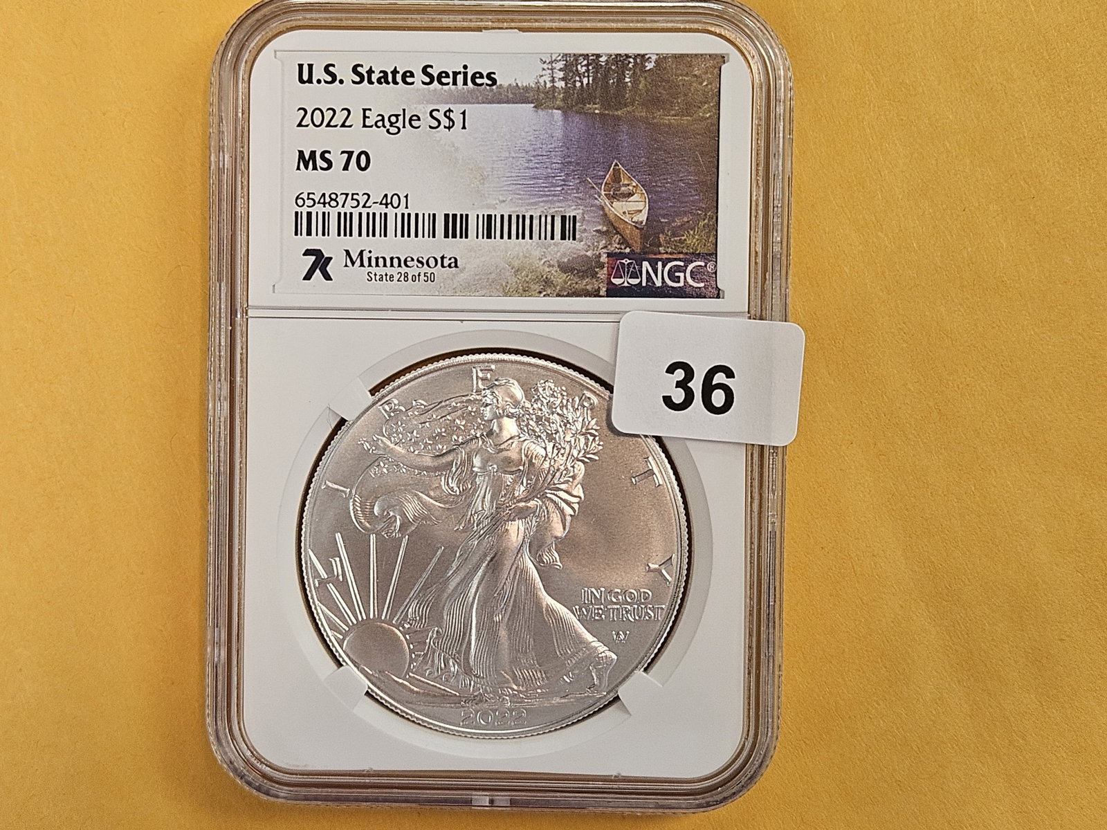 PERFECT! NGC 2022 American Silver Eagle in Mint State 70: Perfect Grade. Minnesota