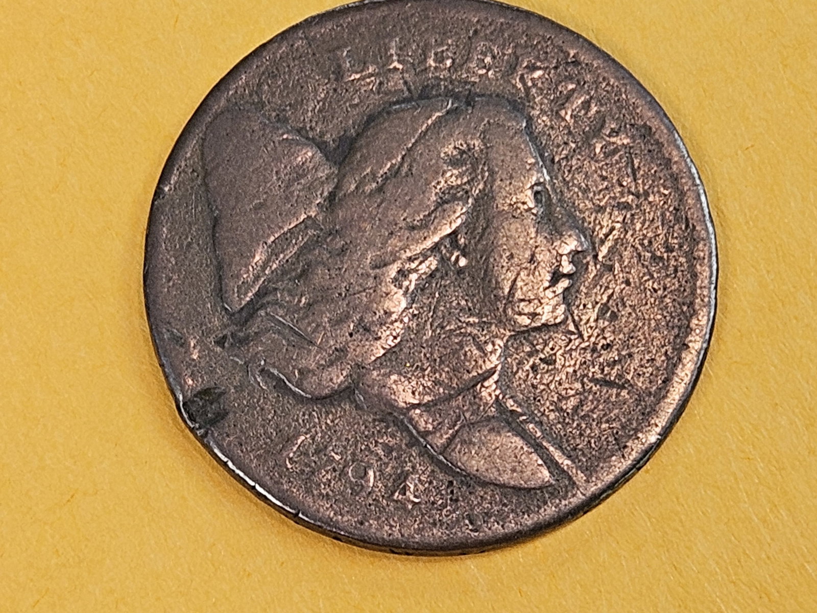 * Scarce 1794 Liberty Cap Half Cent in Fine - details: Second year issue from the US MINT!!! Very scarce type coin!