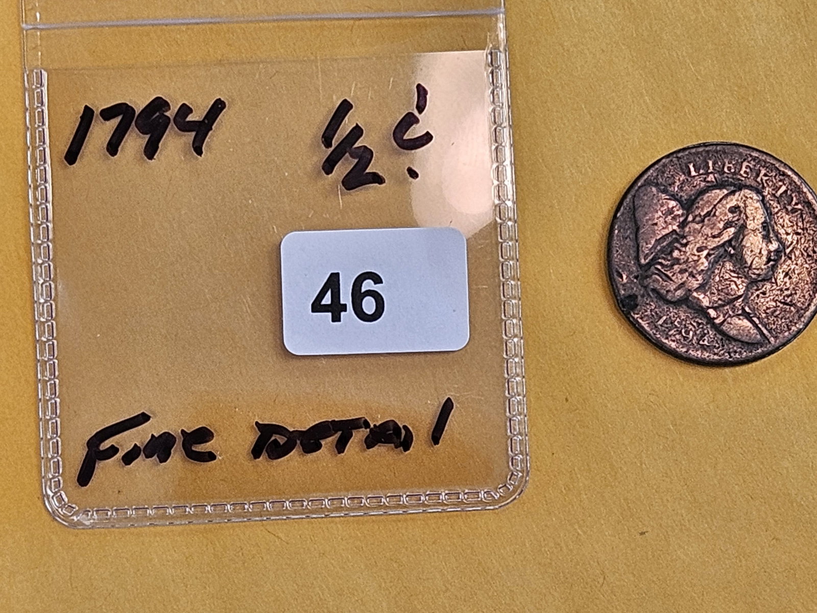 * Scarce 1794 Liberty Cap Half Cent in Fine - details - 2