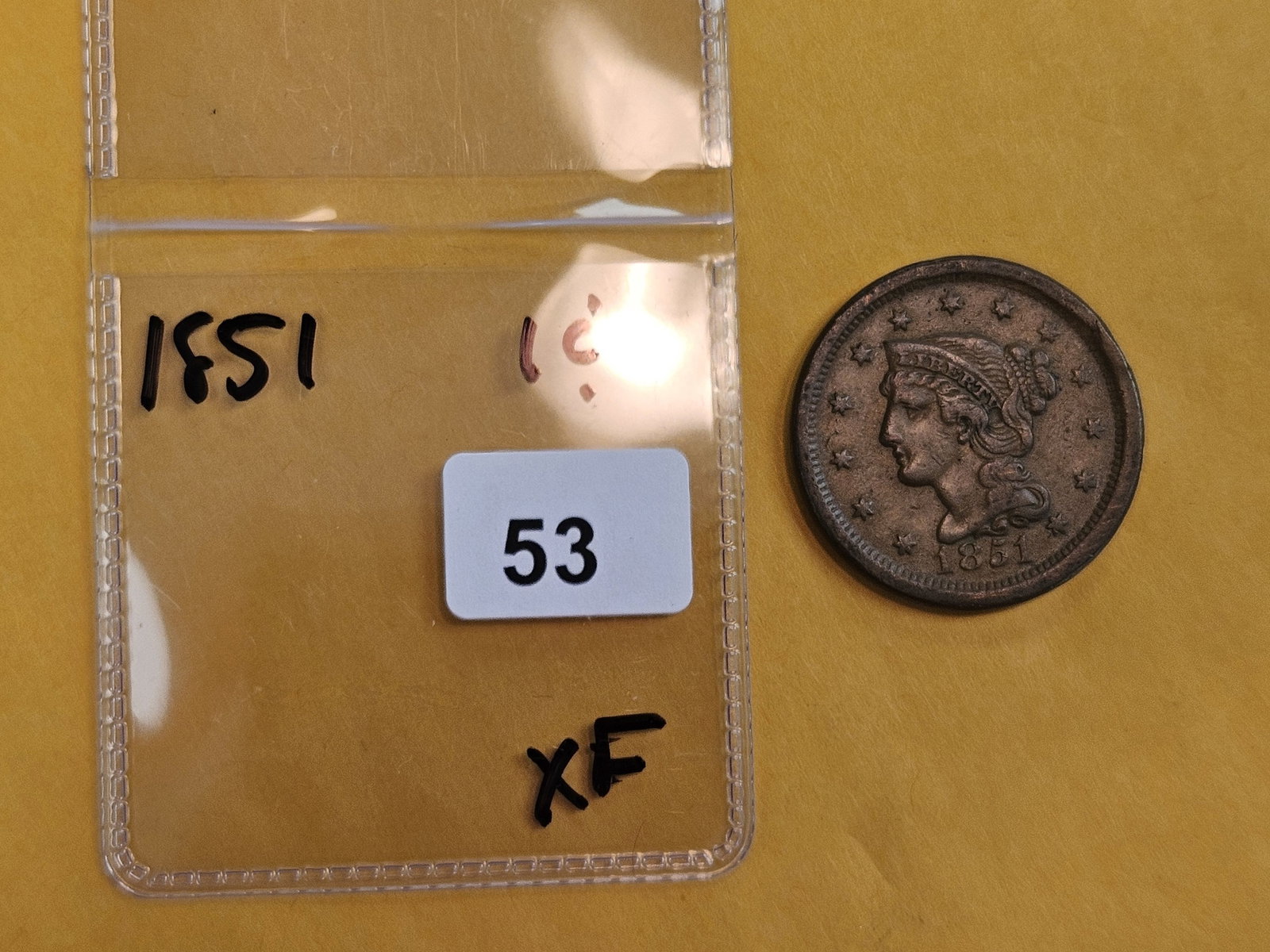1851 Braided Hair Large cent in Extra Fine - 2