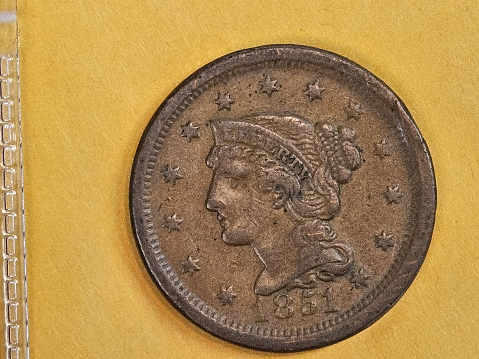 1851 Braided Hair Large cent in Extra Fine - 3