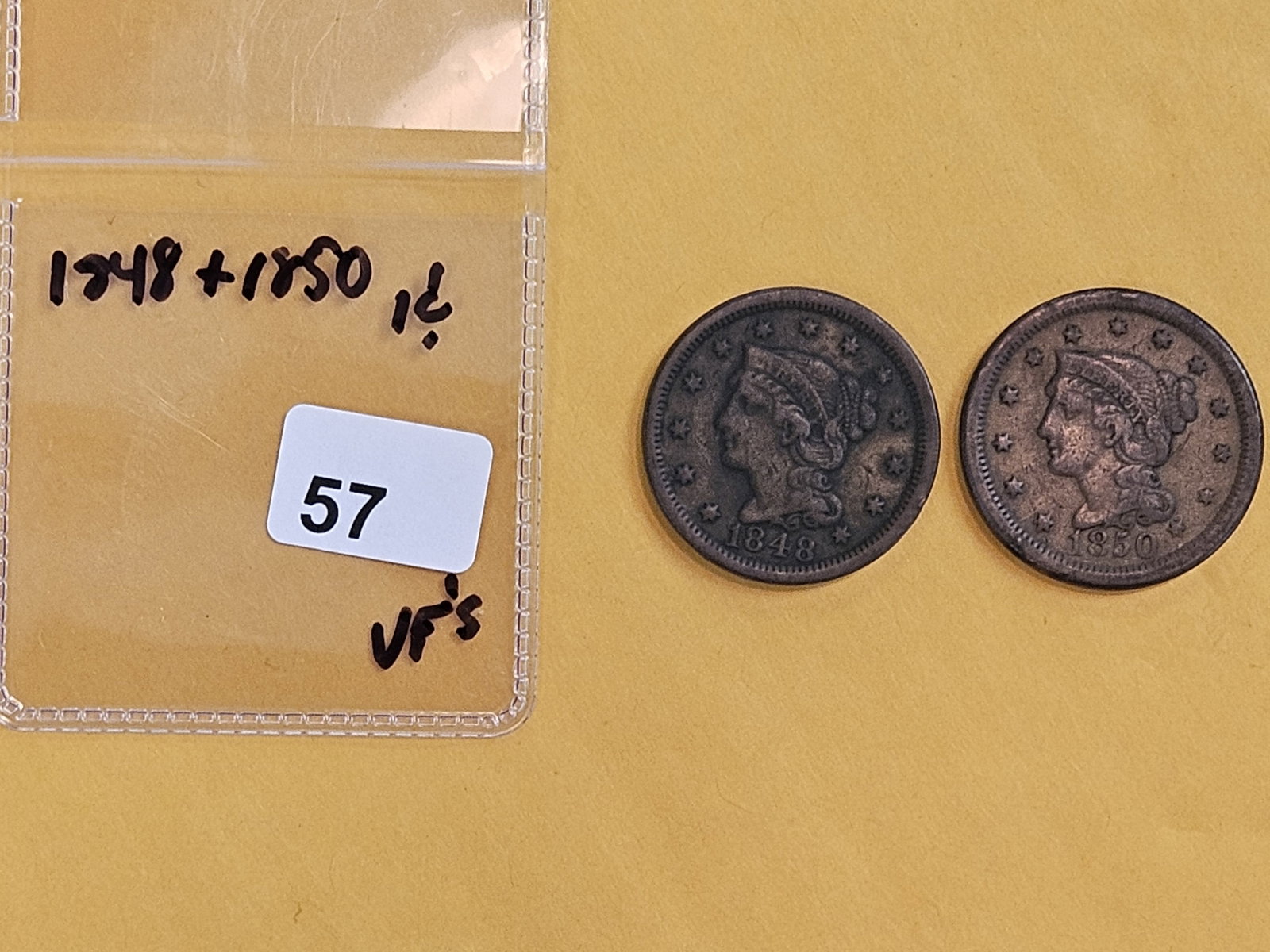 1848 and 1850 Braided Hair Large Cents - 2