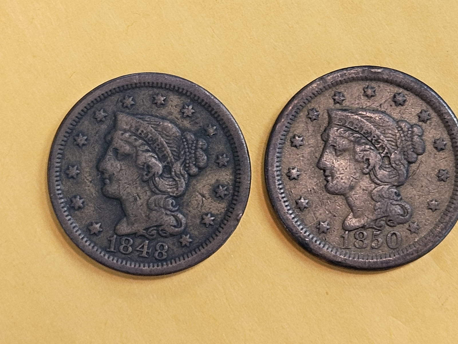 1848 and 1850 Braided Hair Large Cents - 3