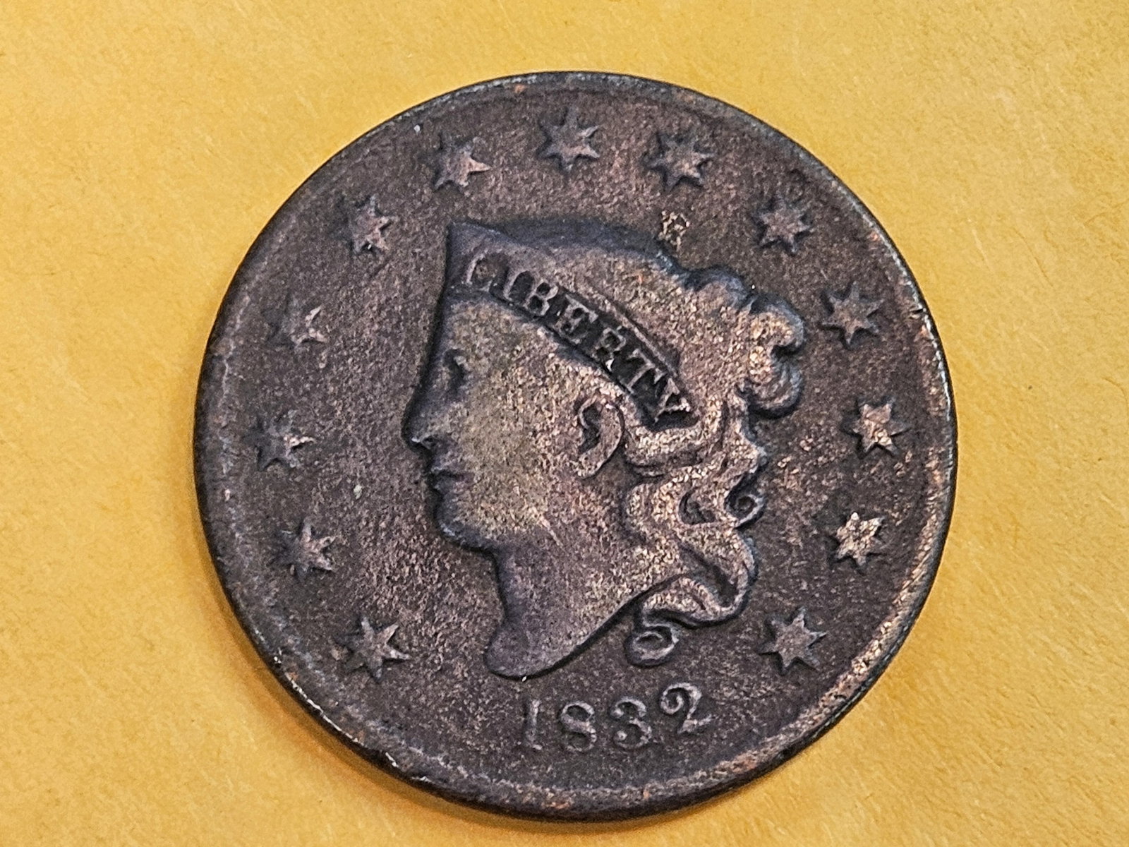 1832 Coronet Head Large Cent in Very Good: Solid