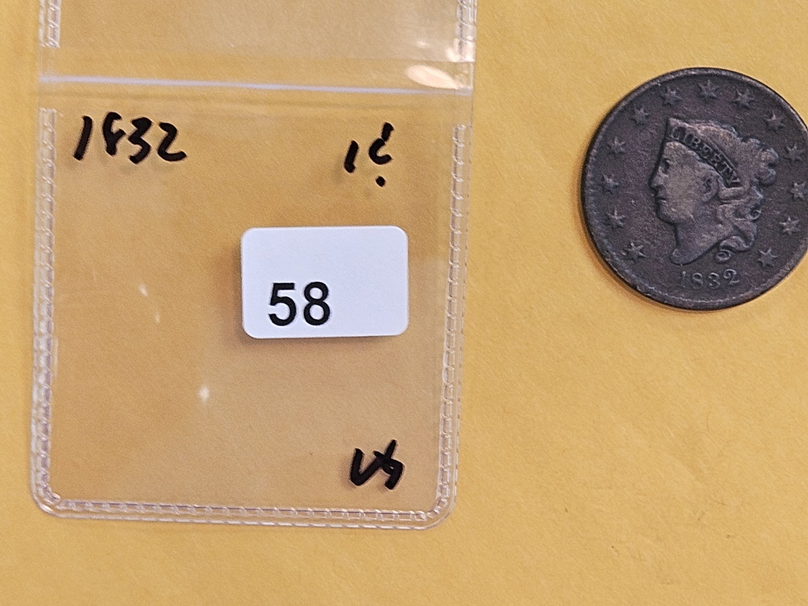 1832 Coronet Head Large Cent in Very Good - 2