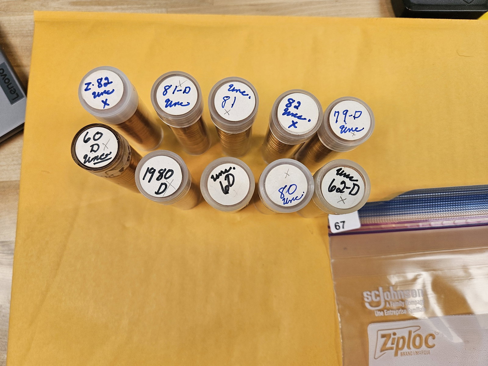 TEN mixed Rolls of Brilliant Uncirculated Lincoln cents: Unopened by us. Unsearched by us. Came in a large estate. Happy hunting!