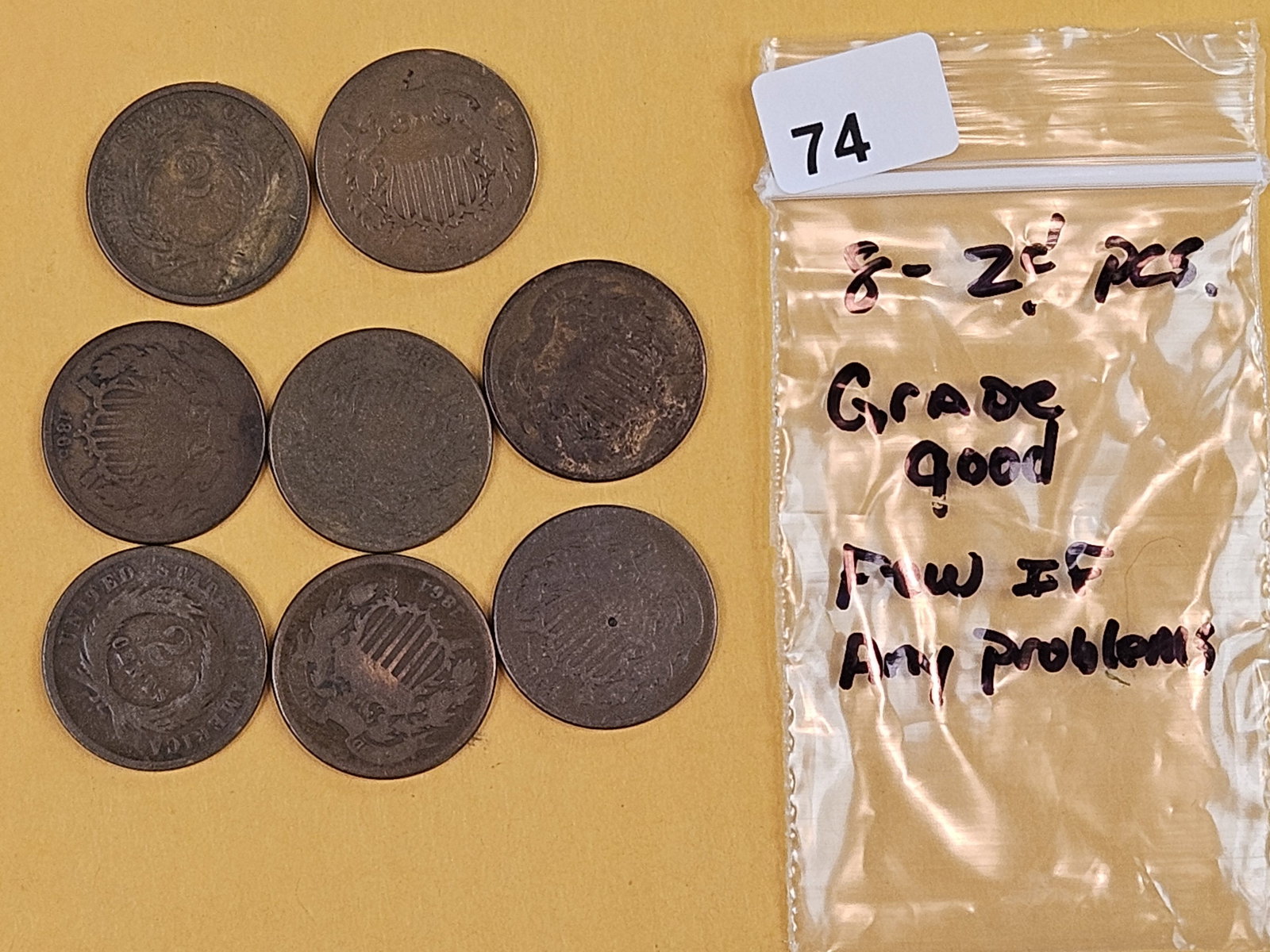 Eight 2-Cent pieces: All in Good