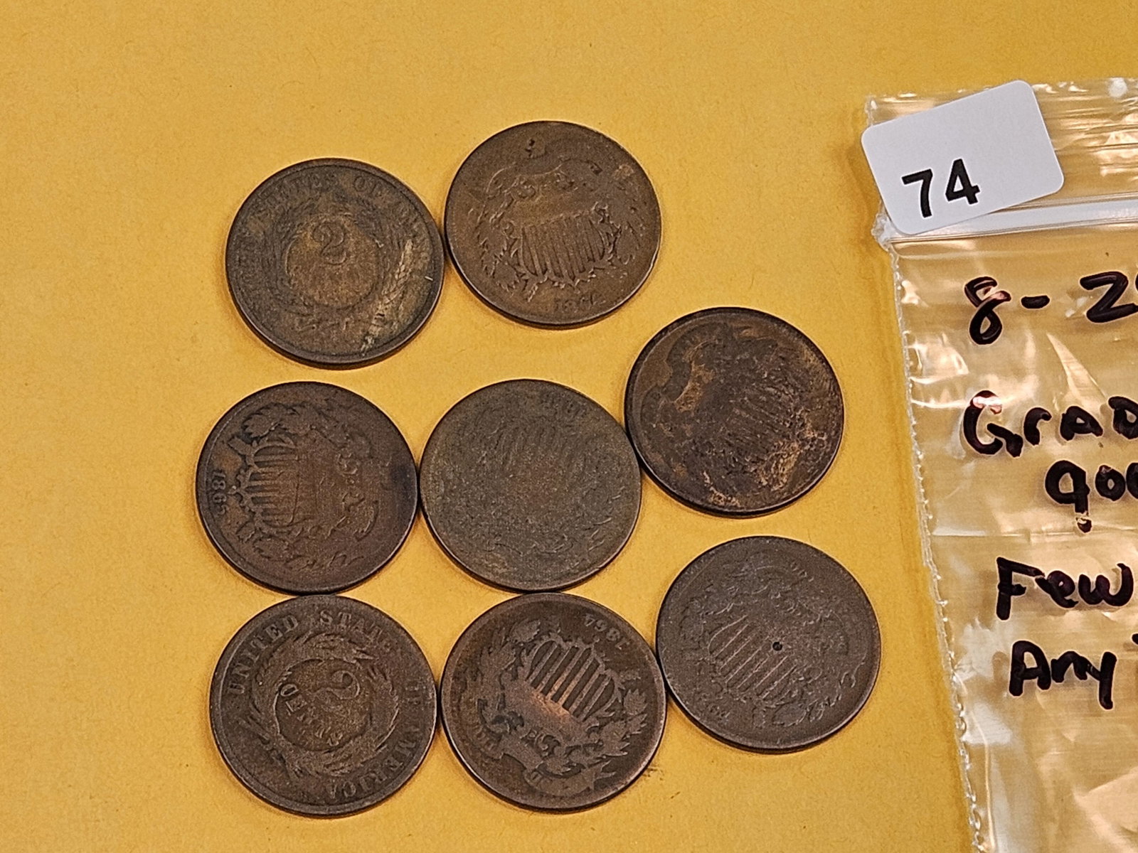 Eight 2-Cent pieces - 2