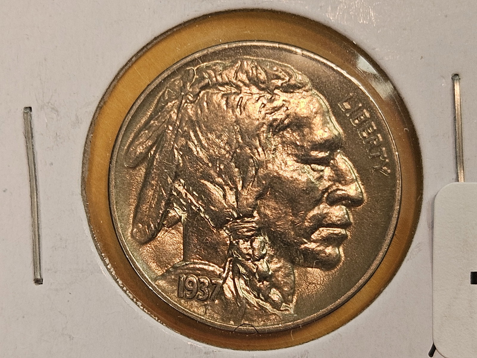 Very Choice Brilliant Uncirculated 1937 Buffalo Nickel: Excellent luster