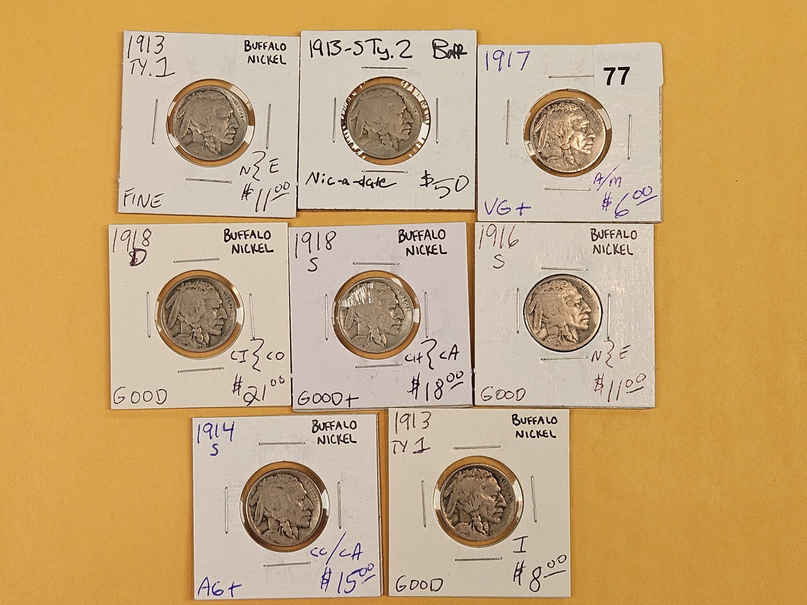 Eight mixed Semi-Key or better date Buffalo Nickels: Mixed