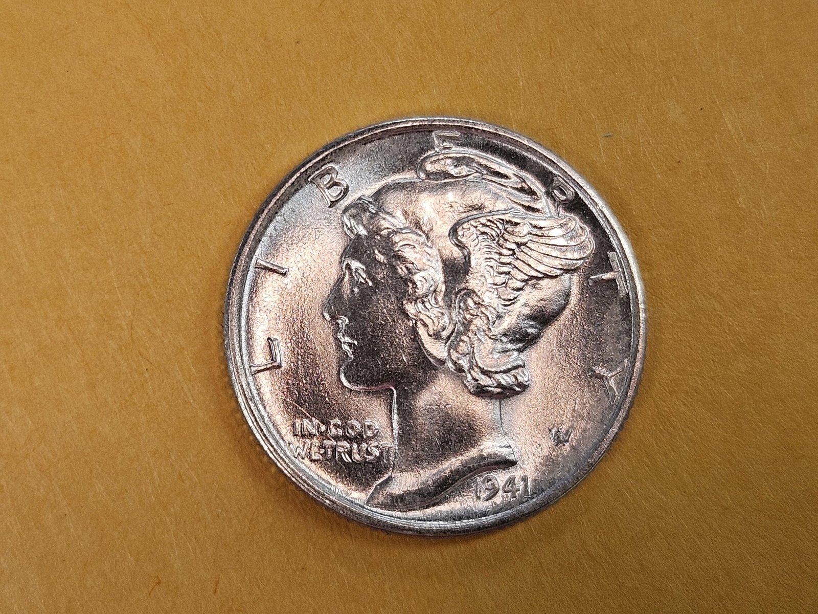 Very Choice Brilliant Uncirculated 1941-D Mercury Dime FSB: Full Split Bands