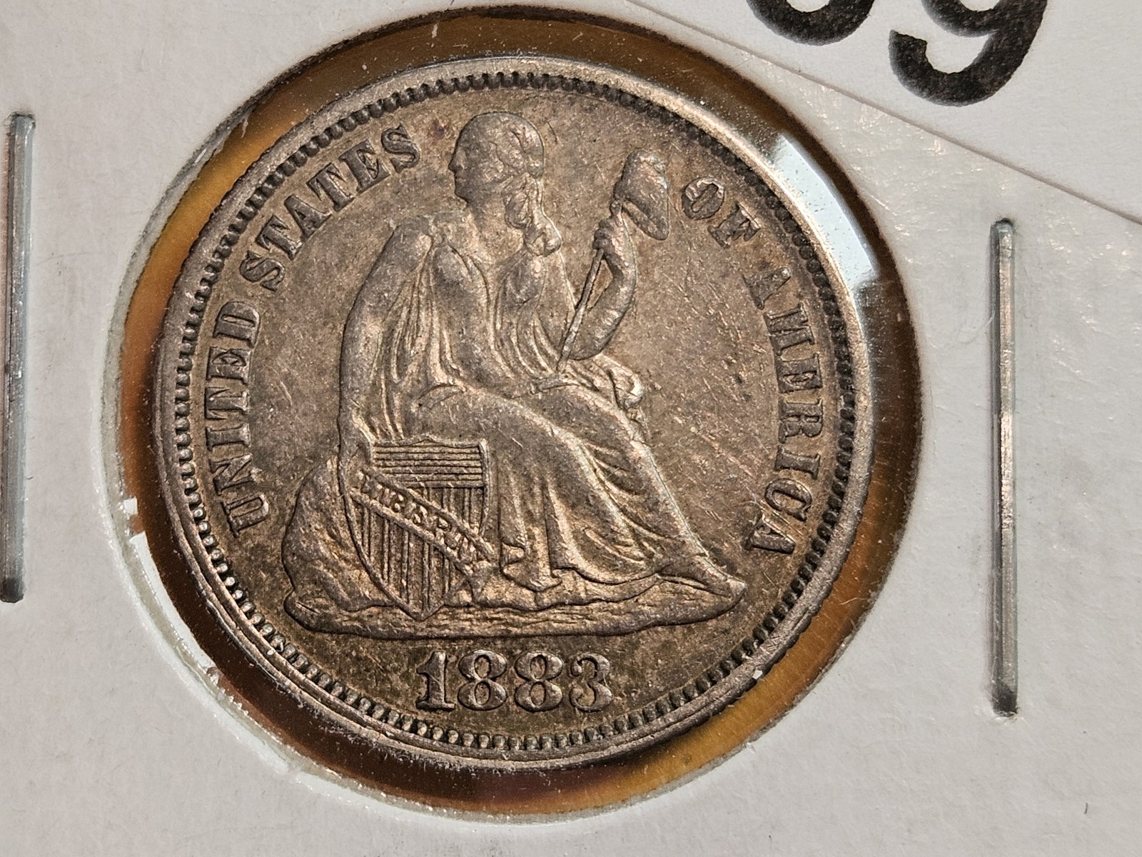1883 Seated Liberty silver Dime in Extra Fine: Nice, original patina