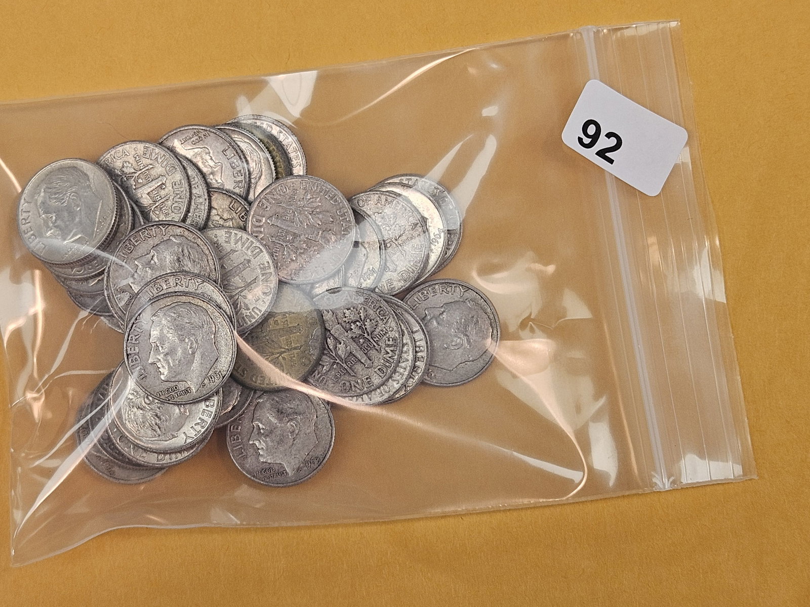 Fifty mixed silver Roosevelt Dimes: Circulated