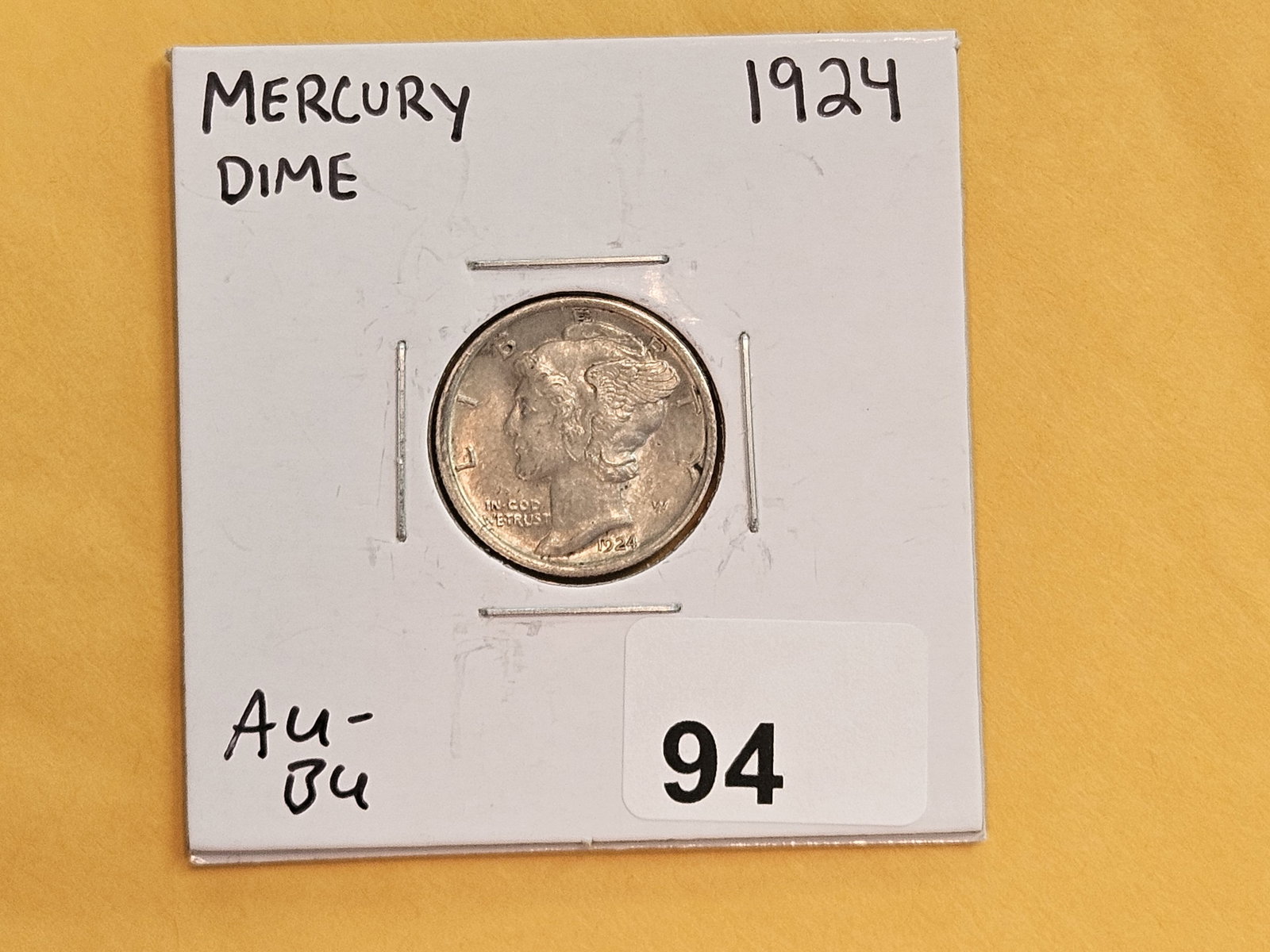 Choice AU-BU 1923 Mercury silver Dime - 2