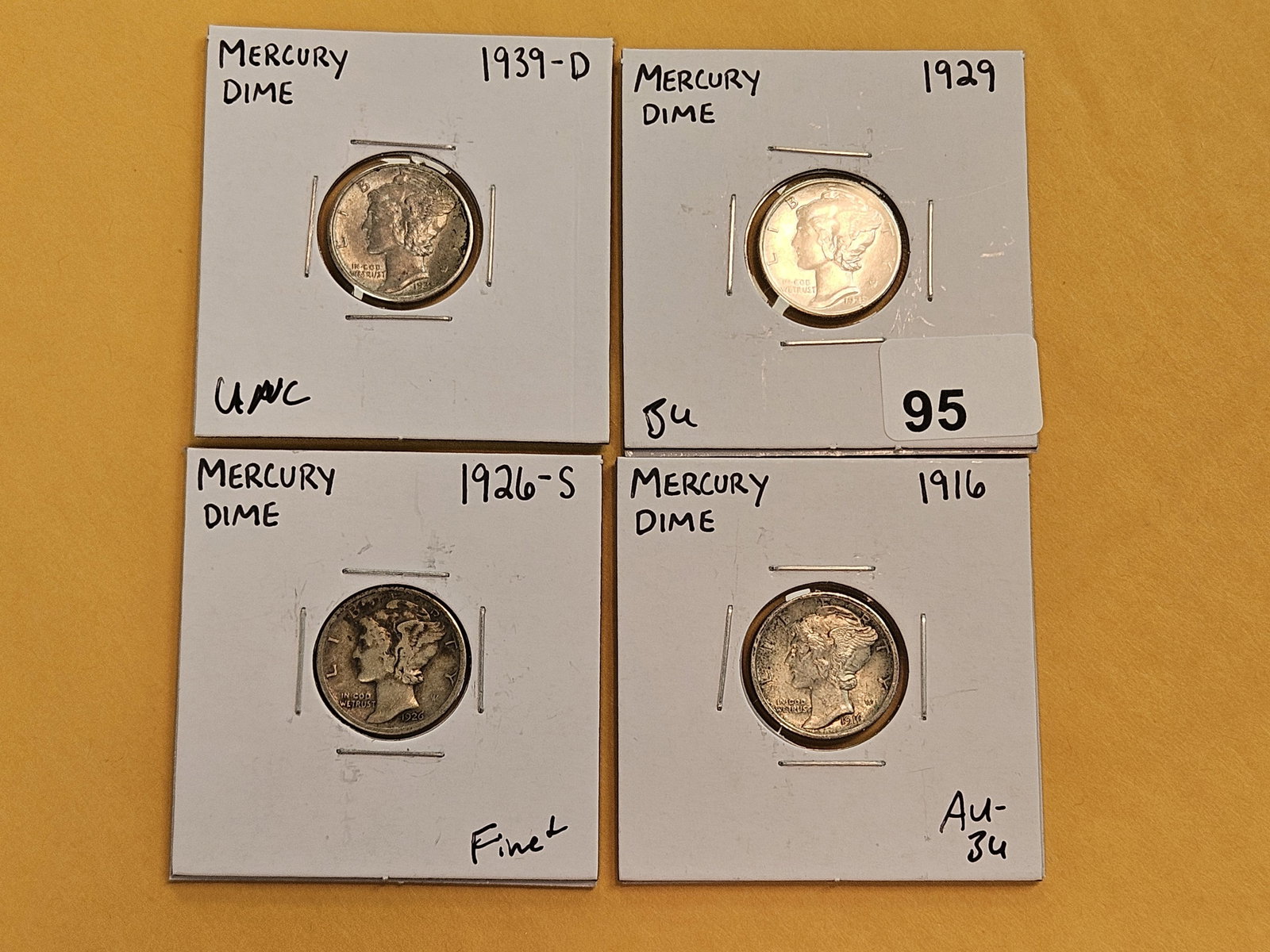Four better grade silver Mercury Dimes (1 of 9)