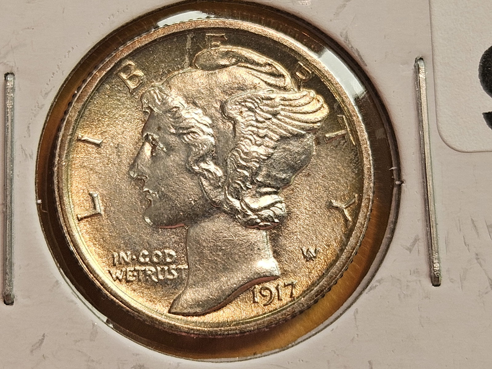 Very Choice Brilliant Uncirculated 1917 Mercury Dime FSB: Full Split Bands