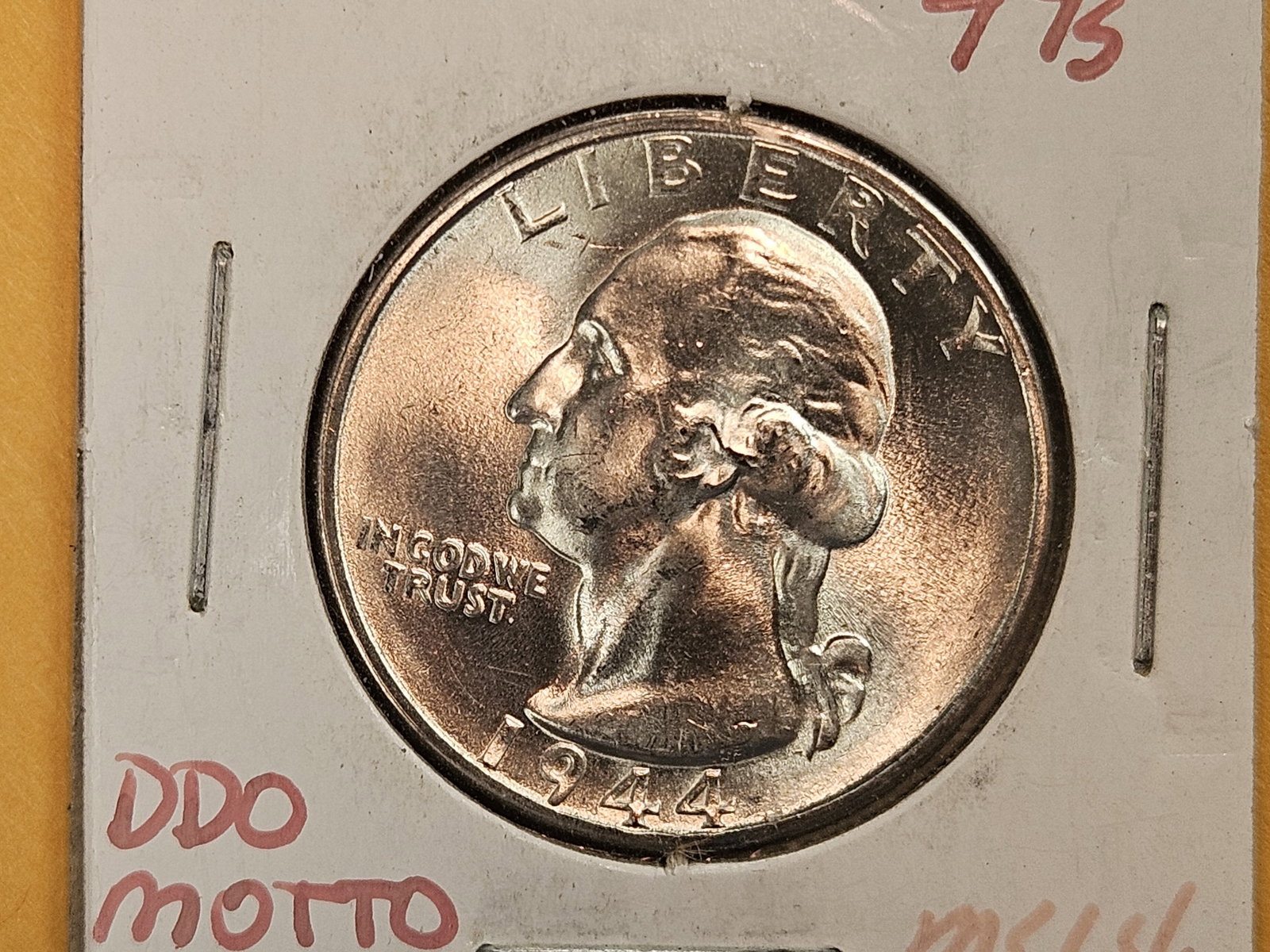 Very Choice Brilliant Uncirculated plus 1944-S Washington Quarter: Minor Doubled Die Obverse
