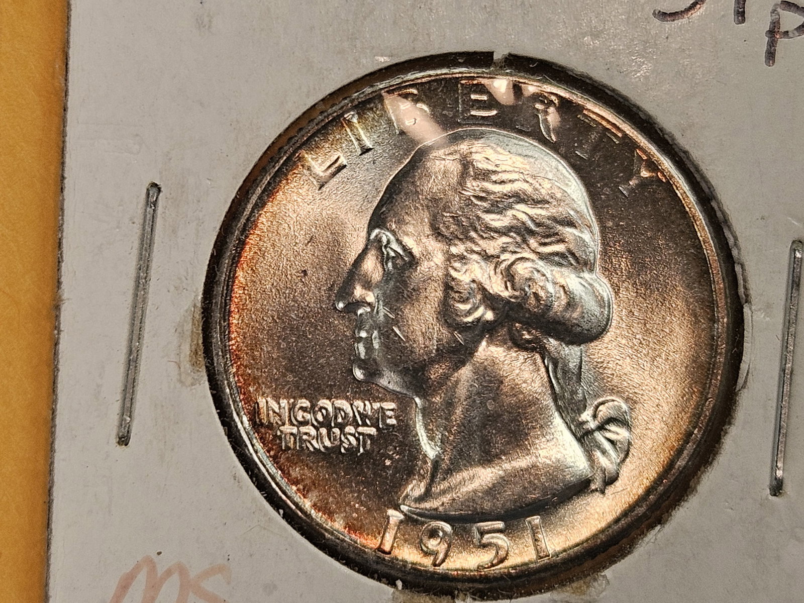 GEM Brilliant Uncirculated 1951 Washington Quarter: Purty golden-wheat toning!