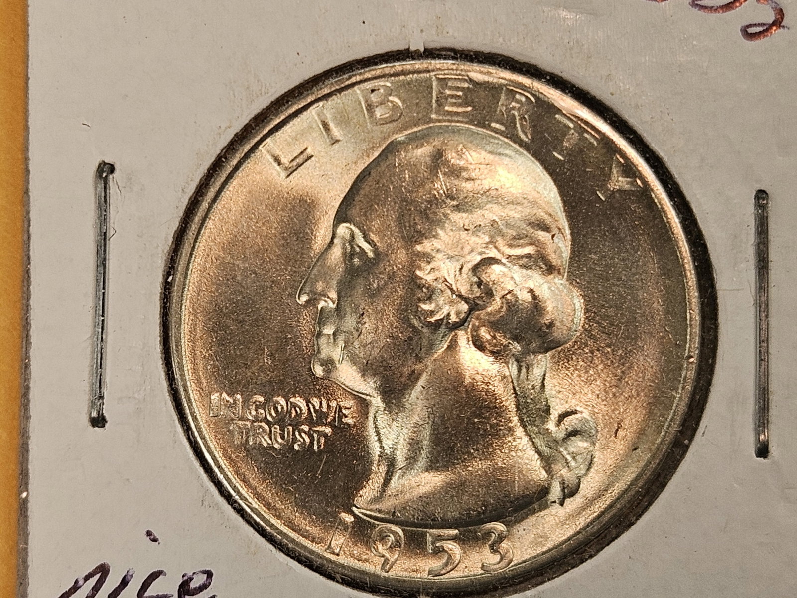Very Choice Brilliant Uncirculated plus 1953-S Washington Quarter: Outstanding luster