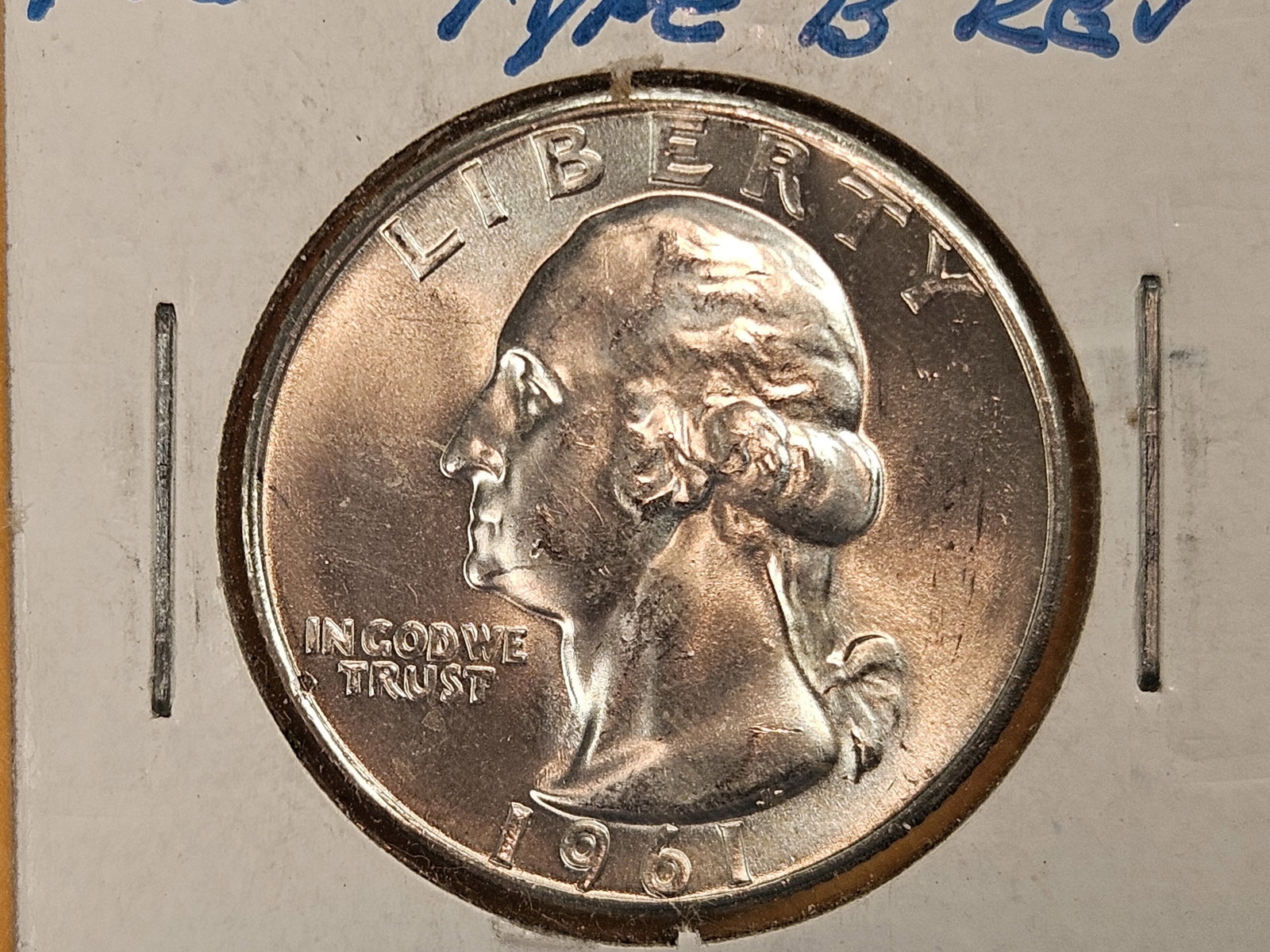 VARIETY! GEM Brilliant Uncirculated 1961 Washington Quarter: Type B Reverse. Separation between E and S in States