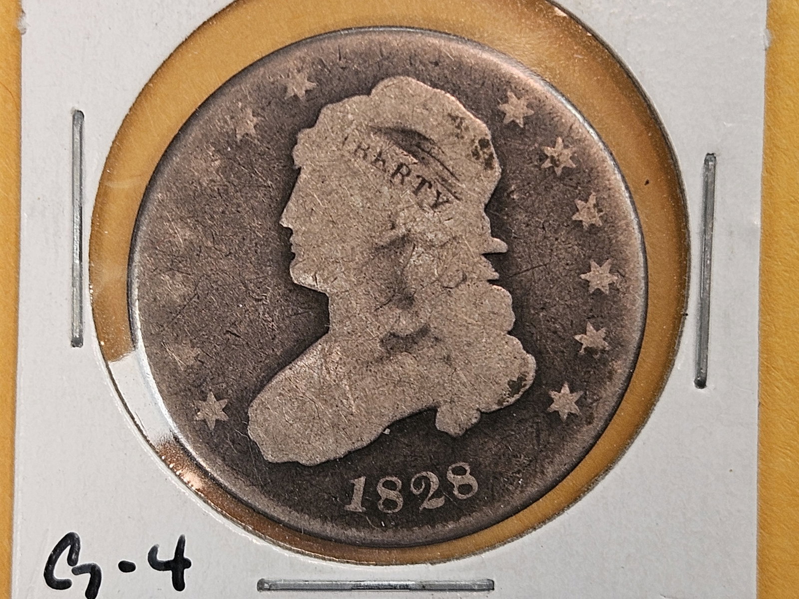 1828 Capped Bust Quarter in Good: Older 25 cent piece