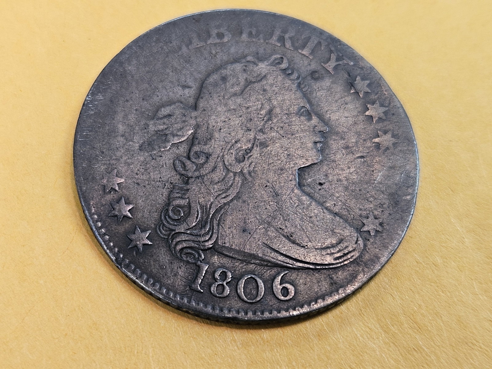 * Scarcer 1806 Draped Bust Quarter in Fine plus - details! - 3