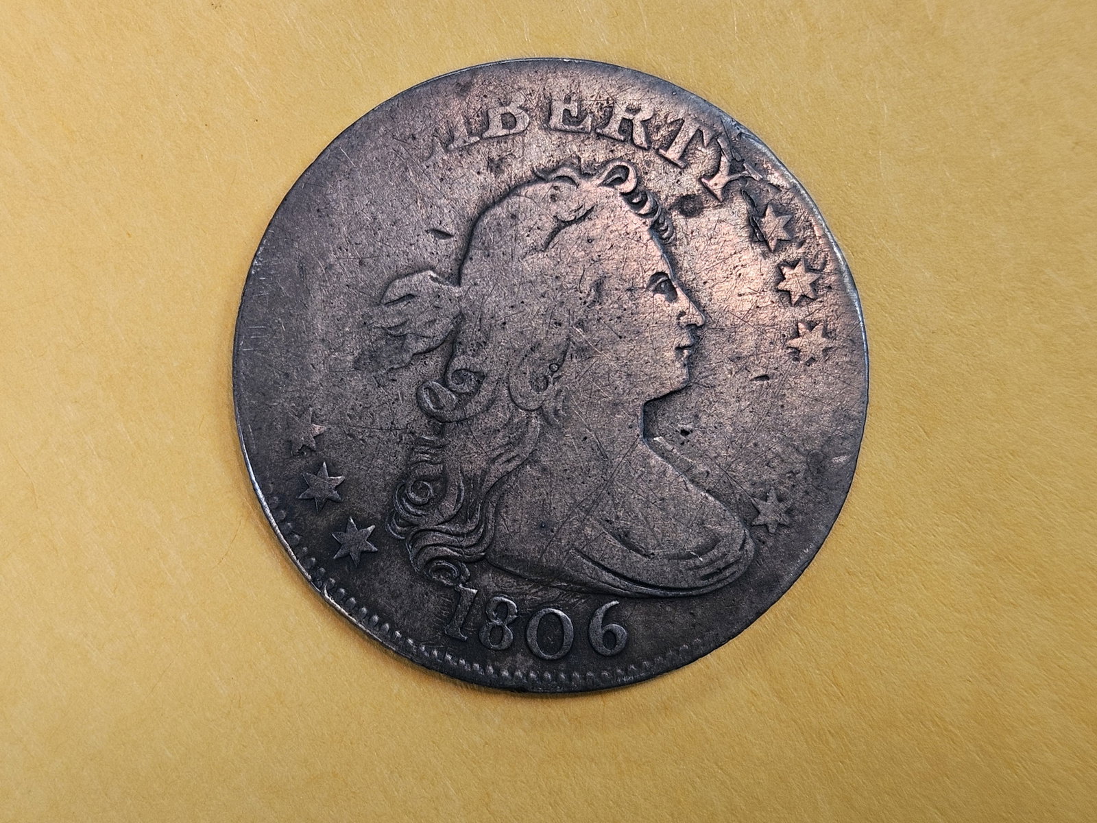 * Scarcer 1806 Draped Bust Quarter in Fine plus - details! - 5