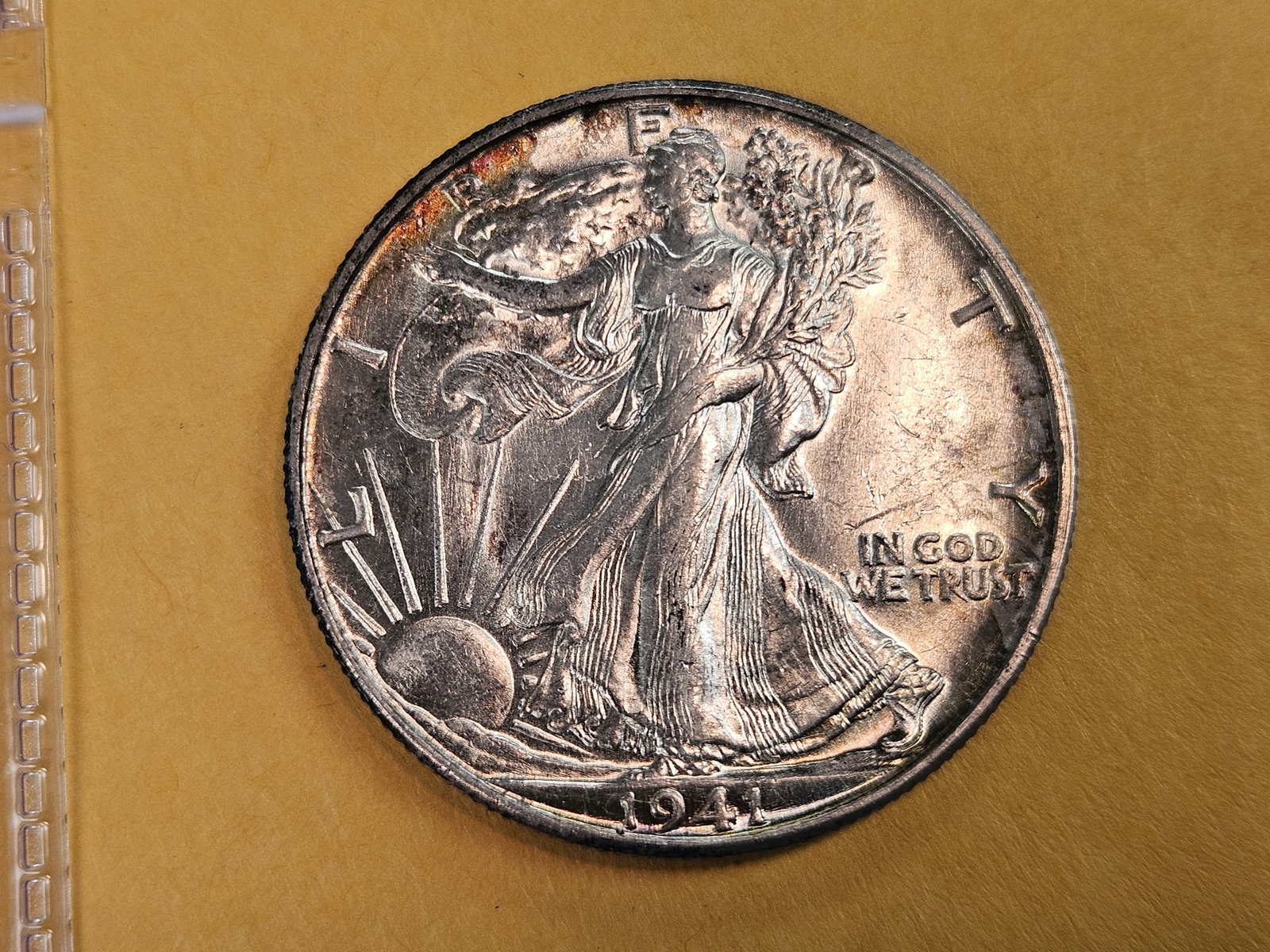 Choice Brilliant Uncirculated 1941-D Walking Liberty Half Dollar: Very Attractive toning