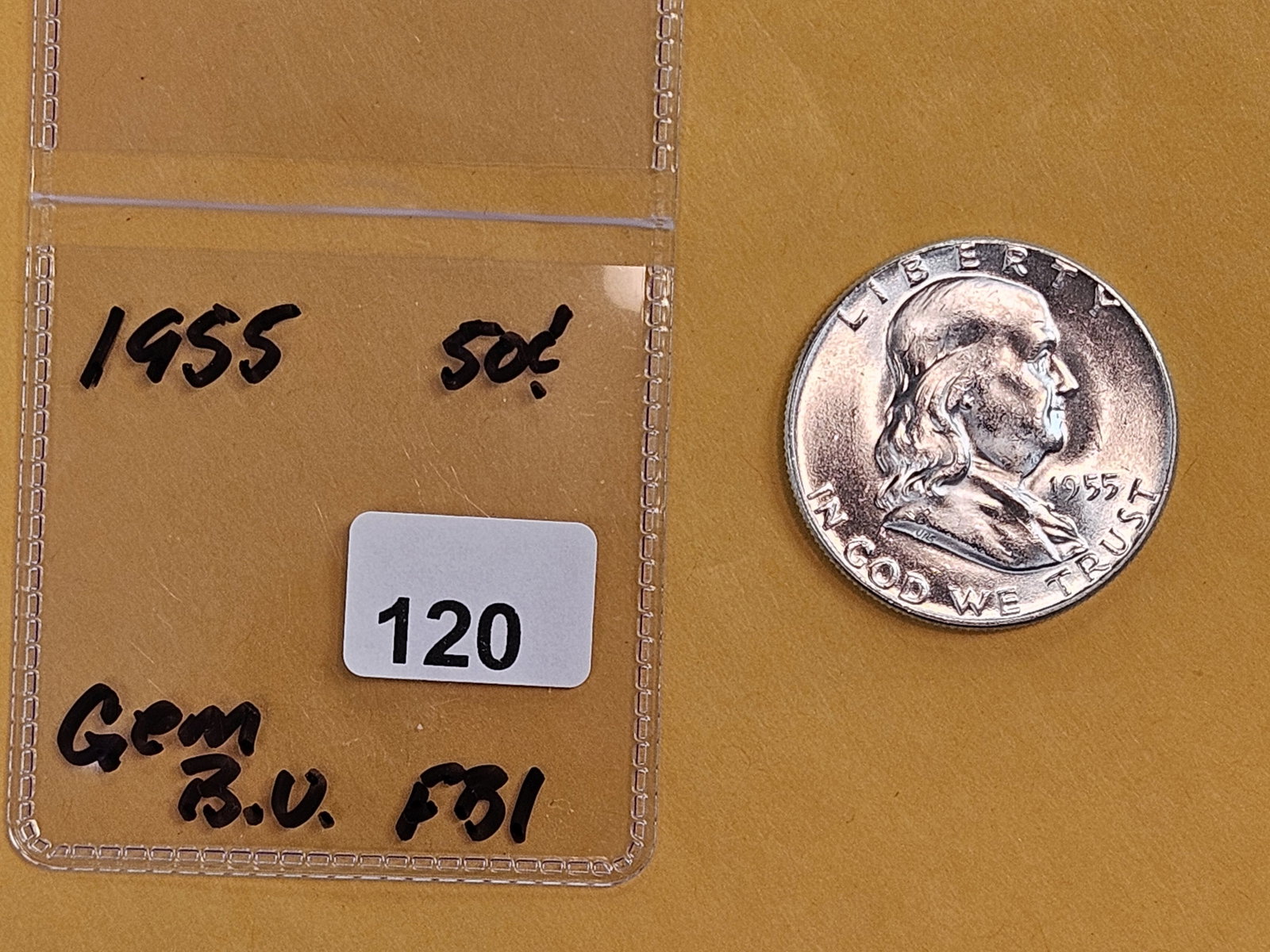 GEM Brilliant Uncirculated 1955 Franklin Half Dollar FBL - 2