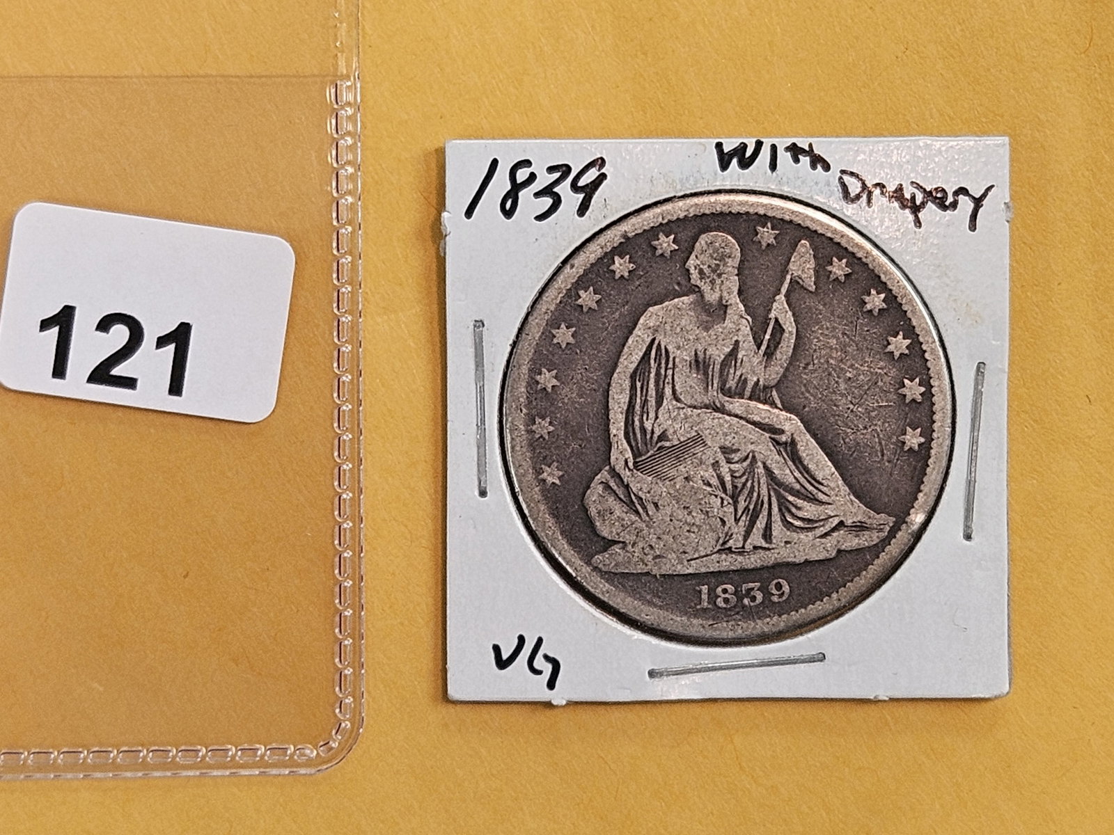 1839 Seated Liberty silver Half Dollar in Very Good (1 of 3)
