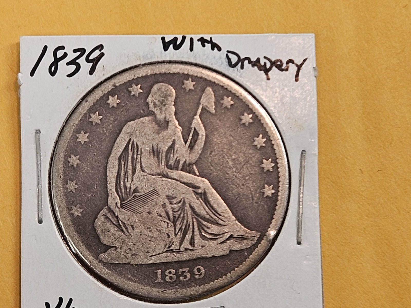 1839 Seated Liberty silver Half Dollar in Very Good - 2