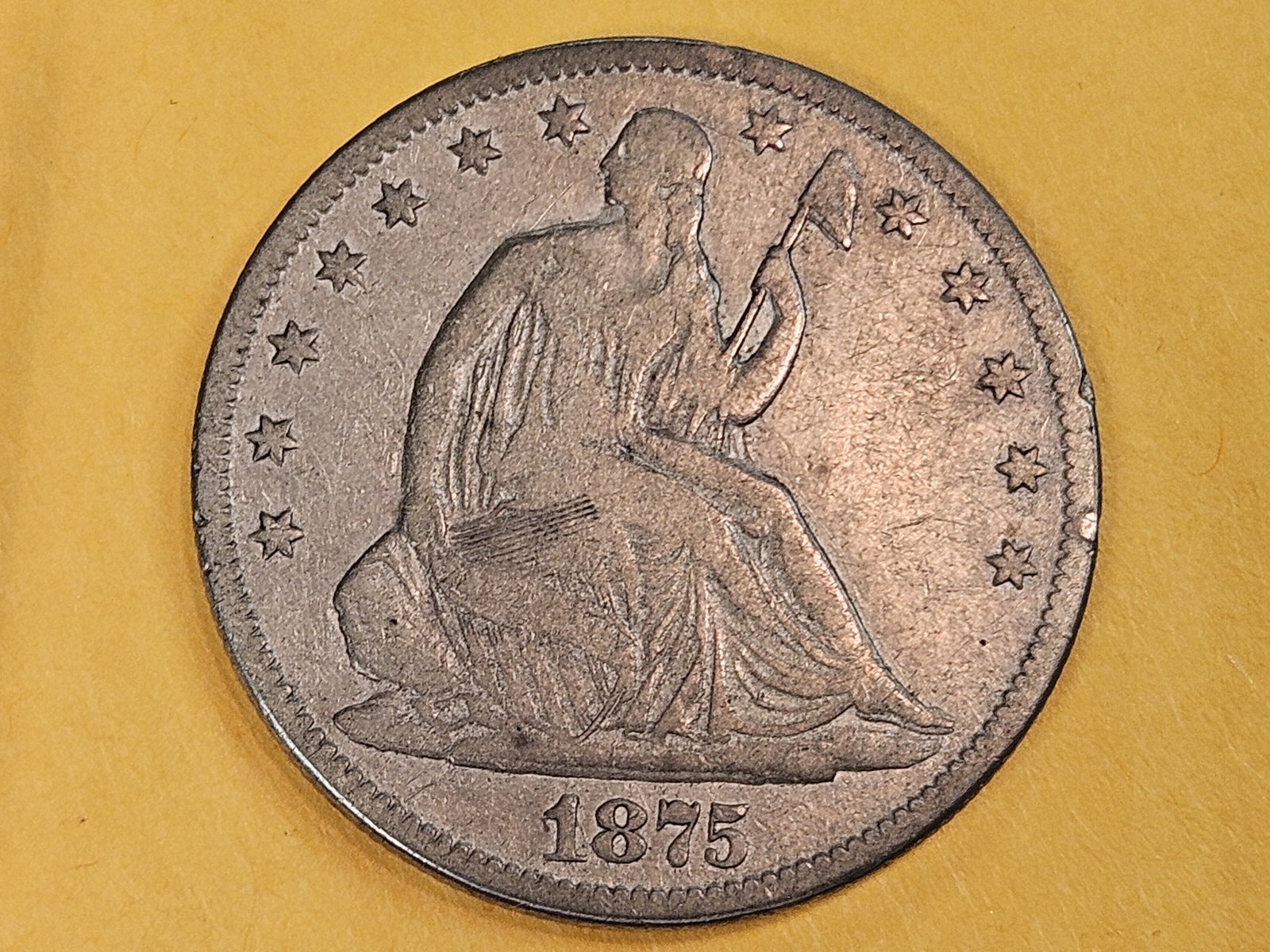 * Semi-Key * 1875-CC Seated Liberty silver Half Dollar in Fine: CARSON CITY!