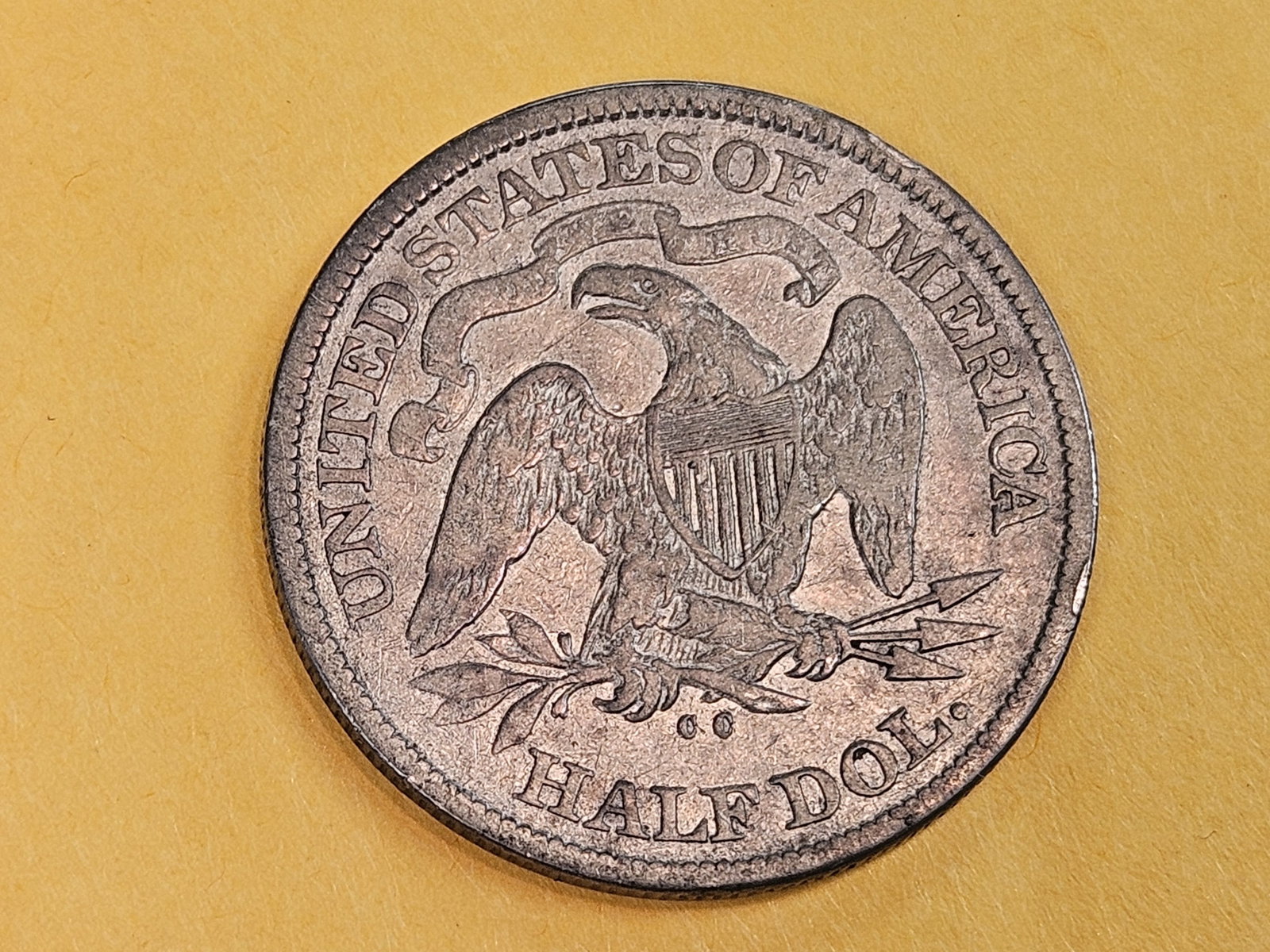 * Semi-Key * 1875-CC Seated Liberty silver Half Dollar in Fine - 4