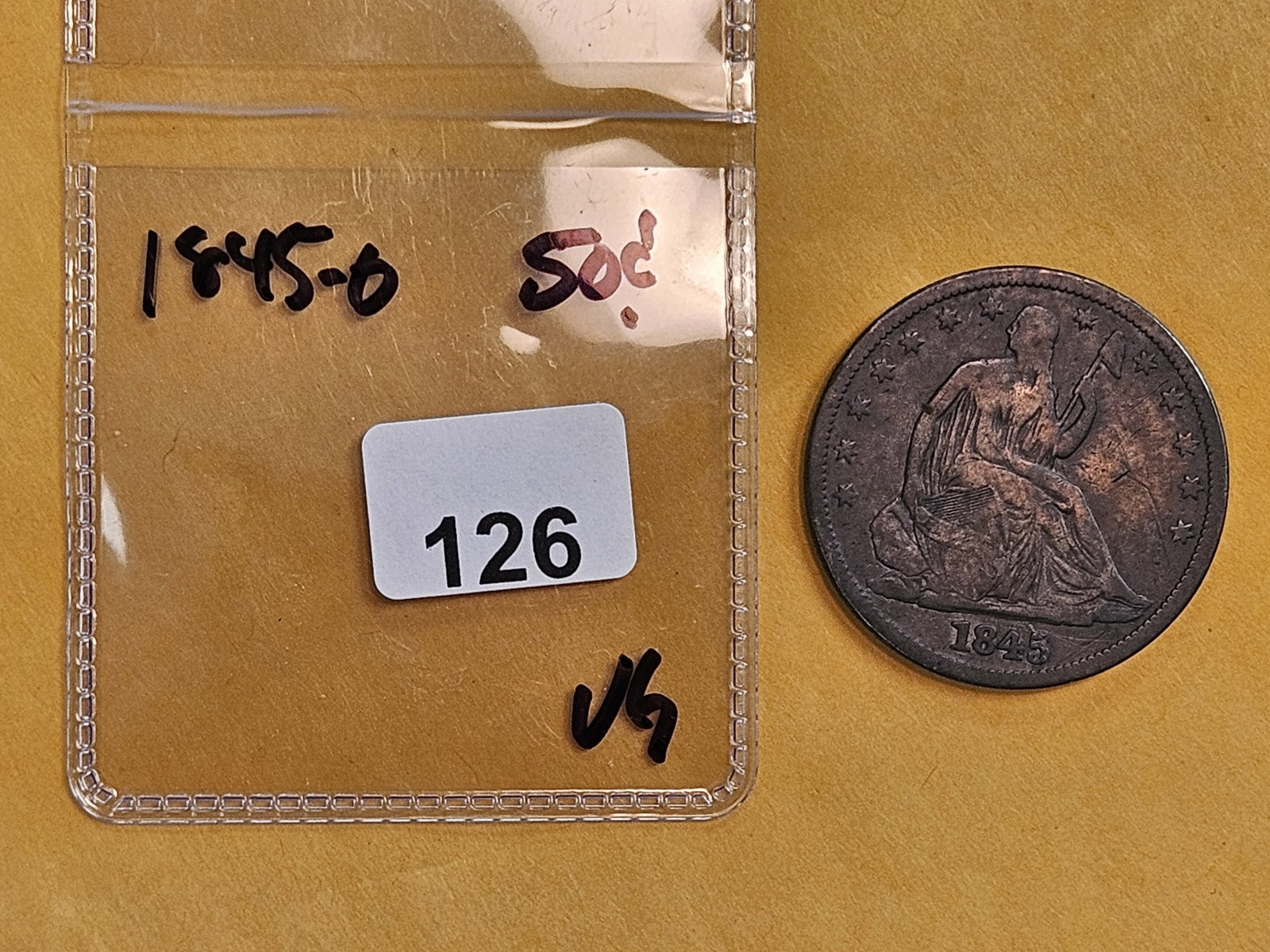 New Orleans minted Seated Liberty silver Half dollar in Very Good - 2