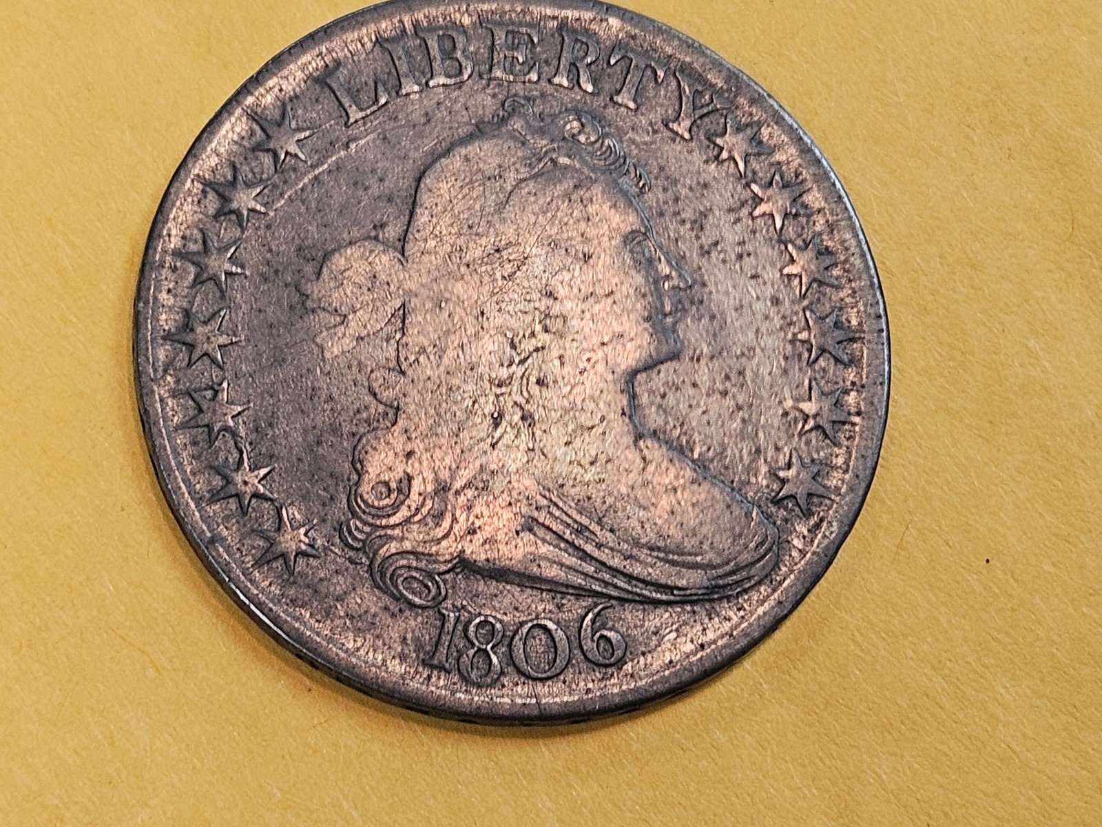 * Scarce! 1806 Draped Bust silver Half Dollar - 3