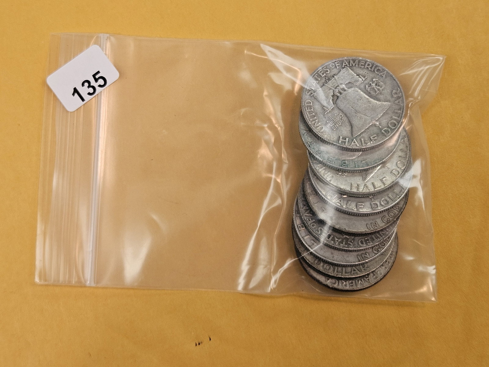 Ten mixed silver Franklin silver Half Dollars: Circulated